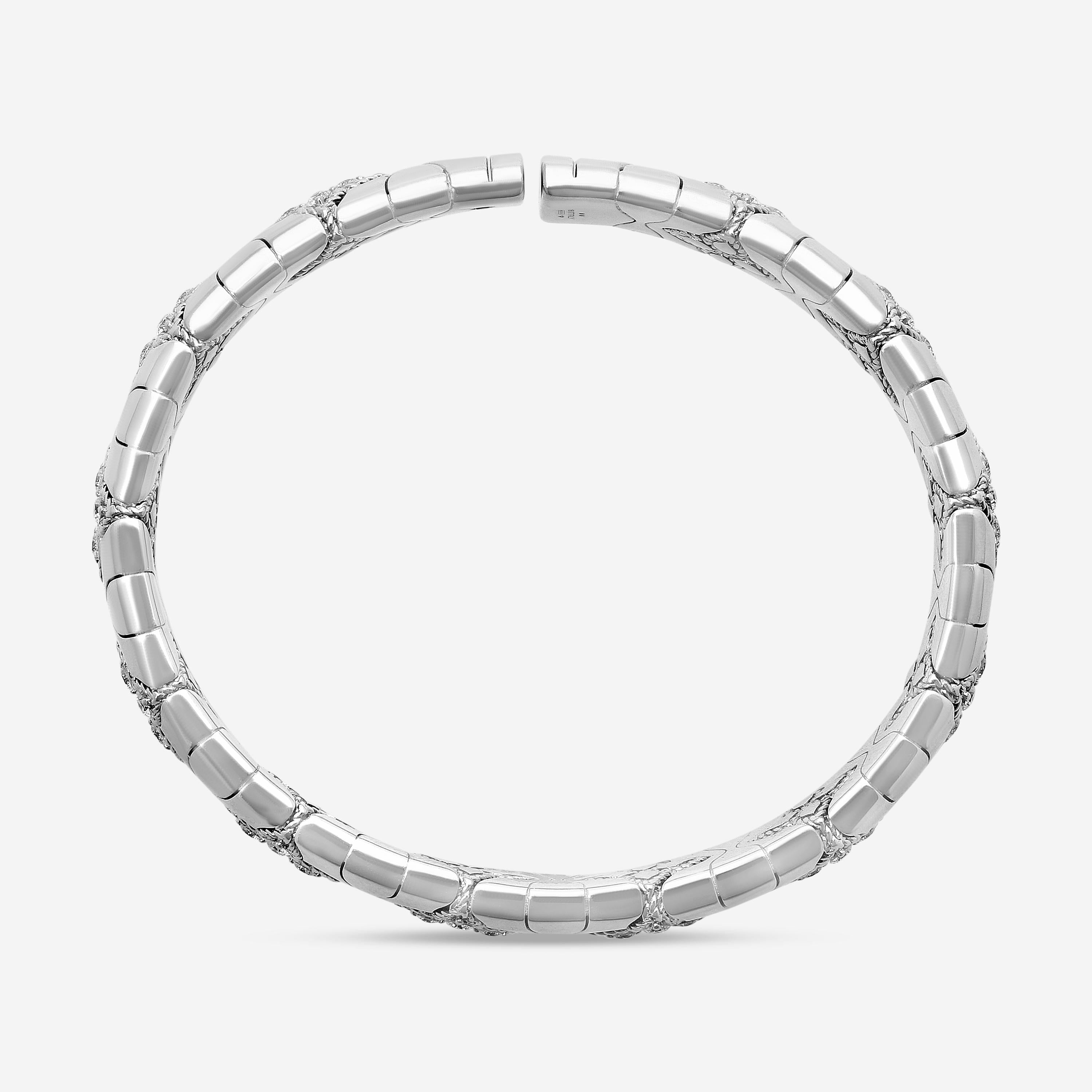 Roberto Coin Royal Princess Flower 18K White Gold Diamond Bangle Bracelet 777291 — view 3