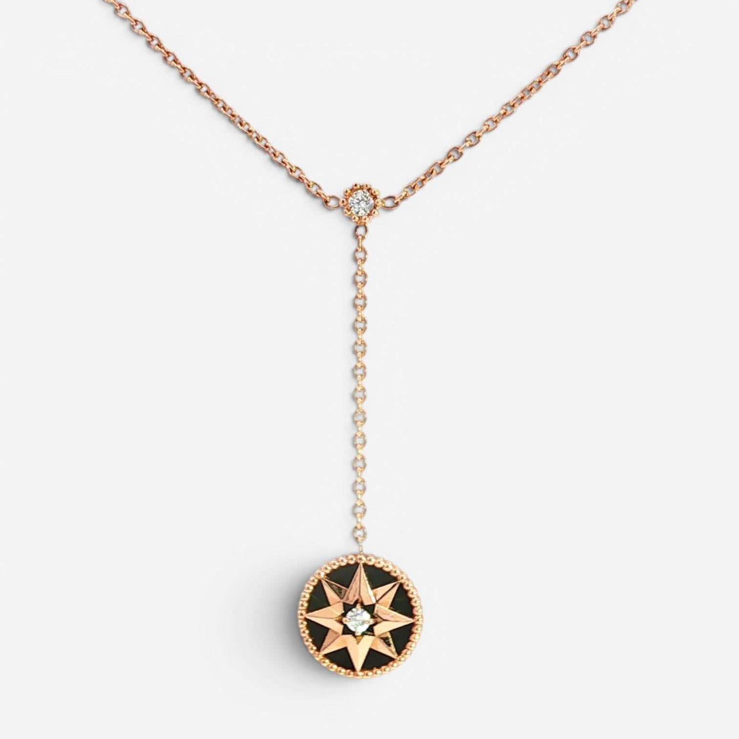 Christian Dior Rose des Vents 18K Rose Gold Onyx & Diamond Necklace JRDV95205_00