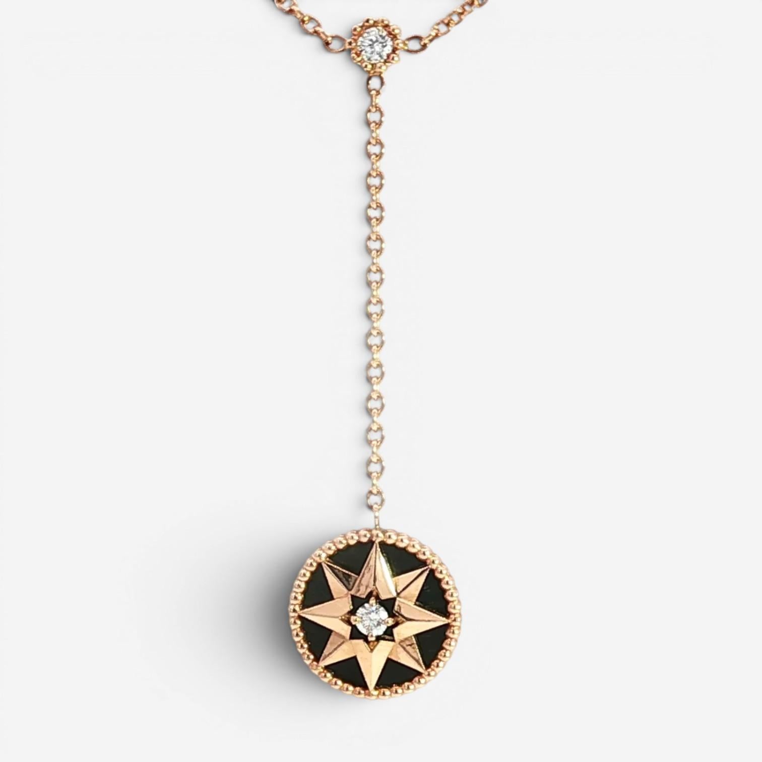 Christian Dior Rose des Vents 18K Rose Gold Onyx & Diamond Necklace JRDV95205_00 — view 2