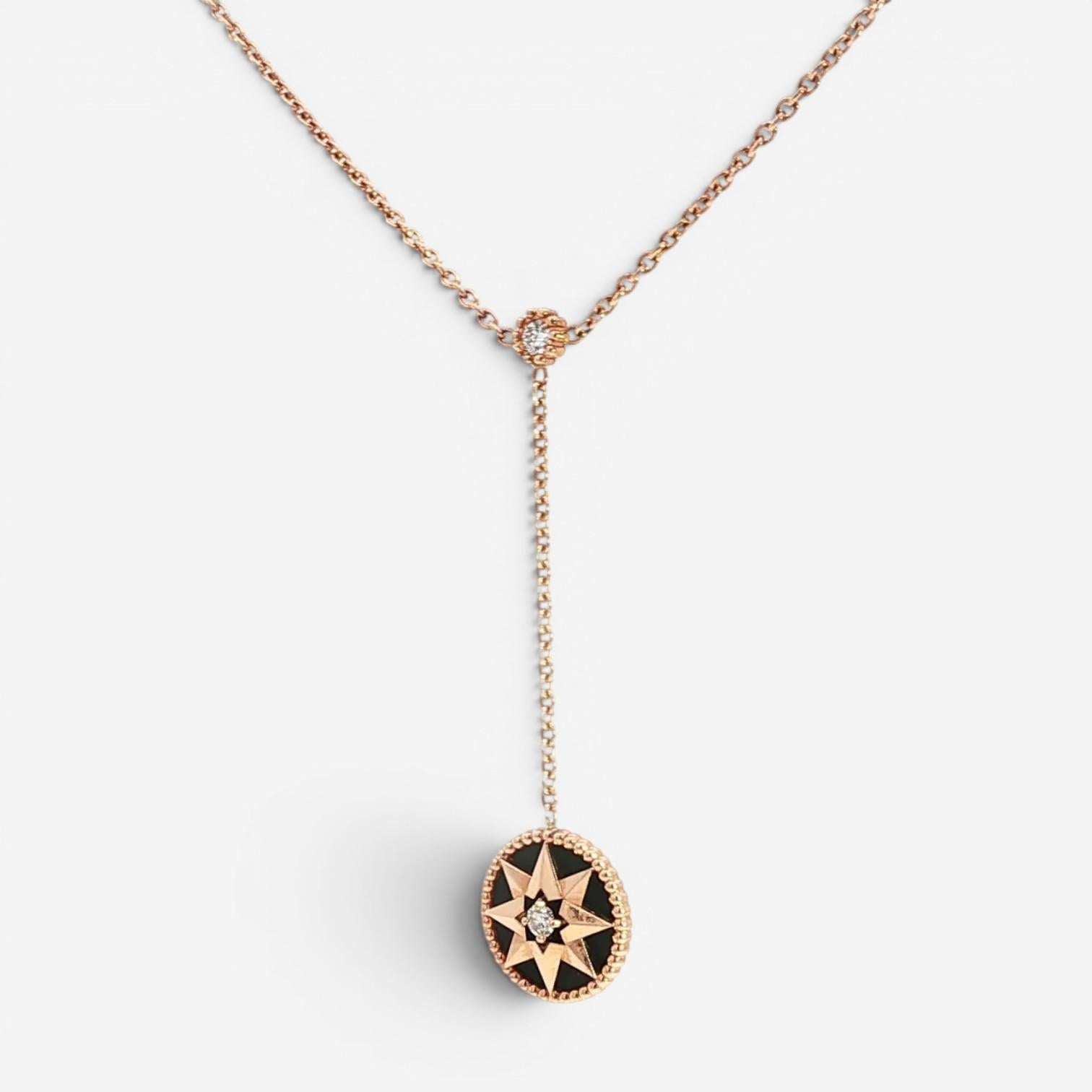 Christian Dior Rose des Vents 18K Rose Gold Onyx & Diamond Necklace JRDV95205_00 — view 3