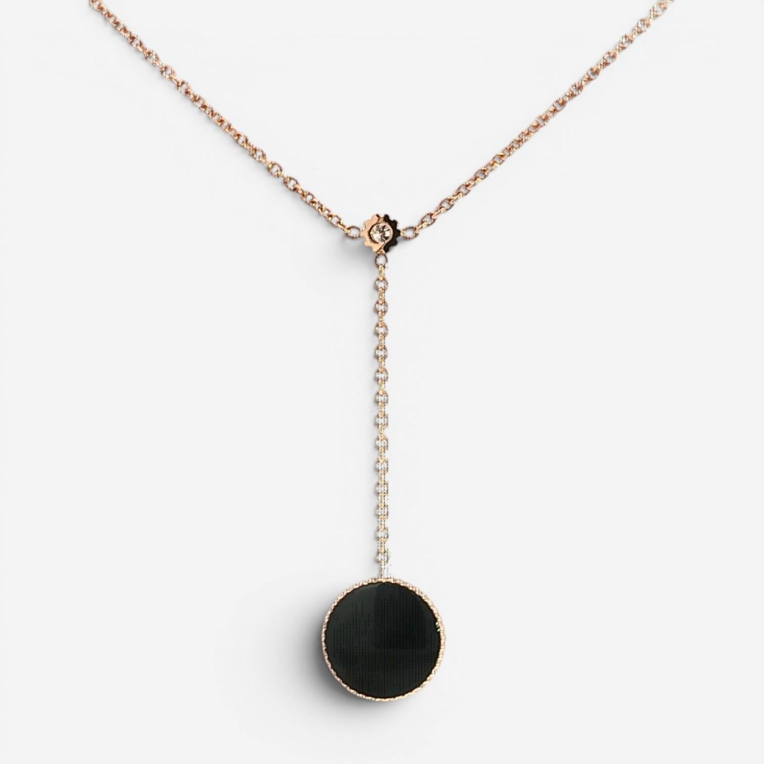 Christian Dior Rose des Vents 18K Rose Gold Onyx & Diamond Necklace JRDV95205_00 — view 4