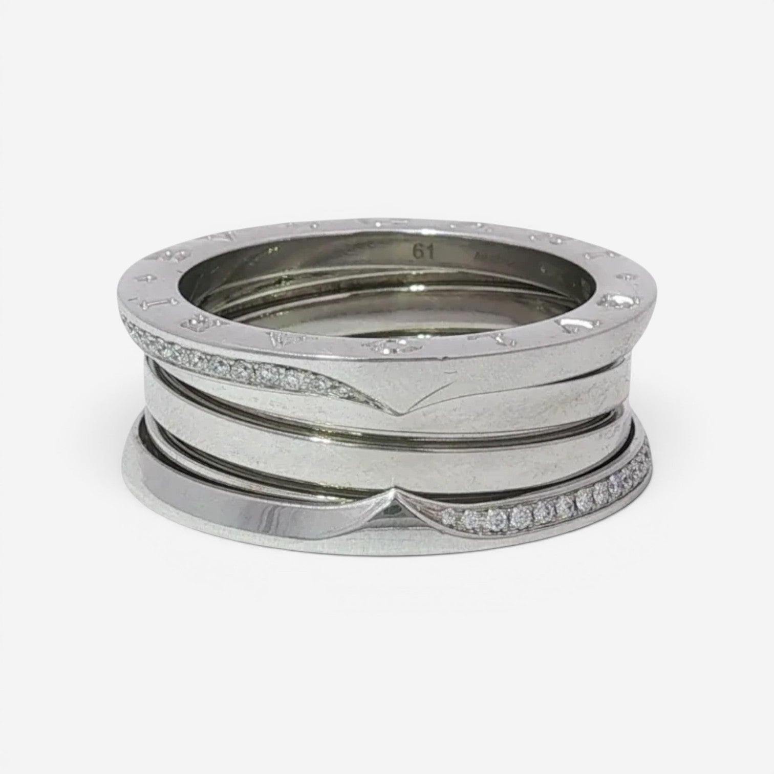 Bulgari B.zero1 18K White Gold Diamond Band Ring Sz. 9.5 Y8AXRR — view 3
