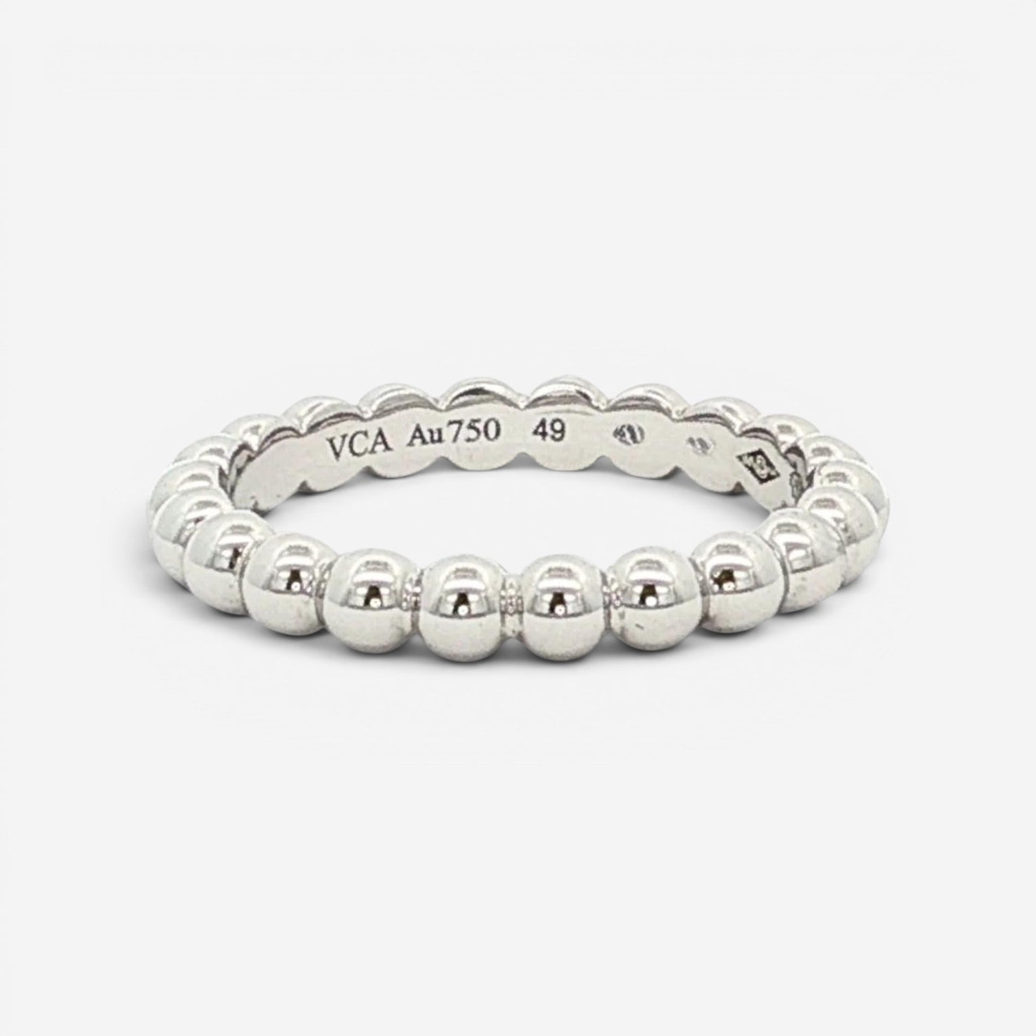 Van Cleef & Arpels Perlée Pearls of Gold Medium 18K White Gold Ring Sz. 5 VCARN9