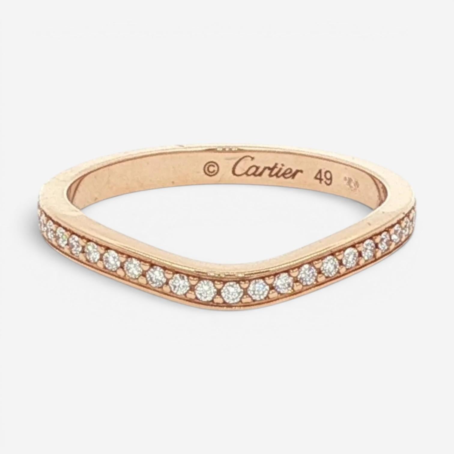 Cartier Ballerina 18K Rose Gold Diamond Curved Band Ring Sz. 5 B4098700