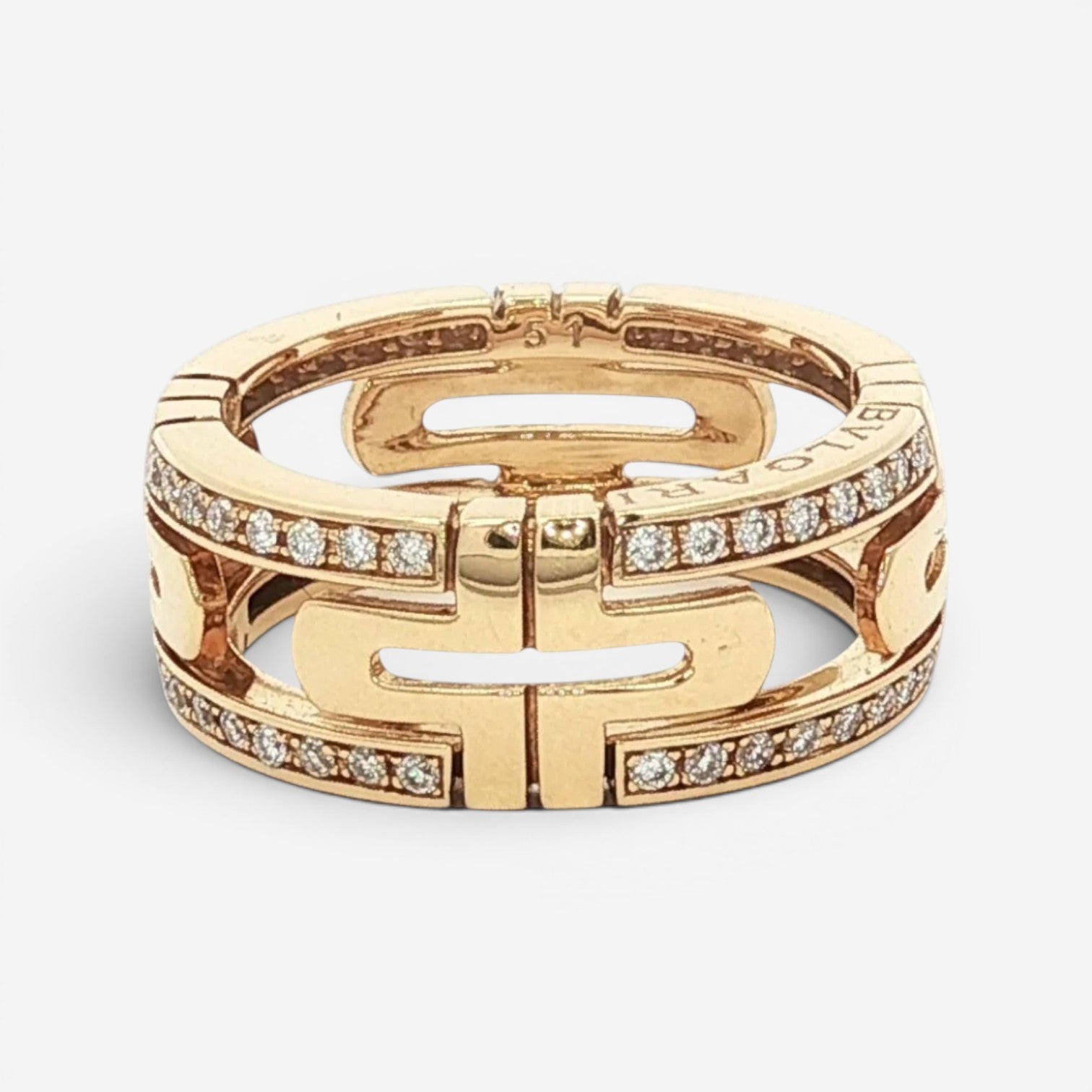 Bulgari Parentesi 18K Yellow Gold Diamond Small Band Ring Sz. 5.75 AN854231