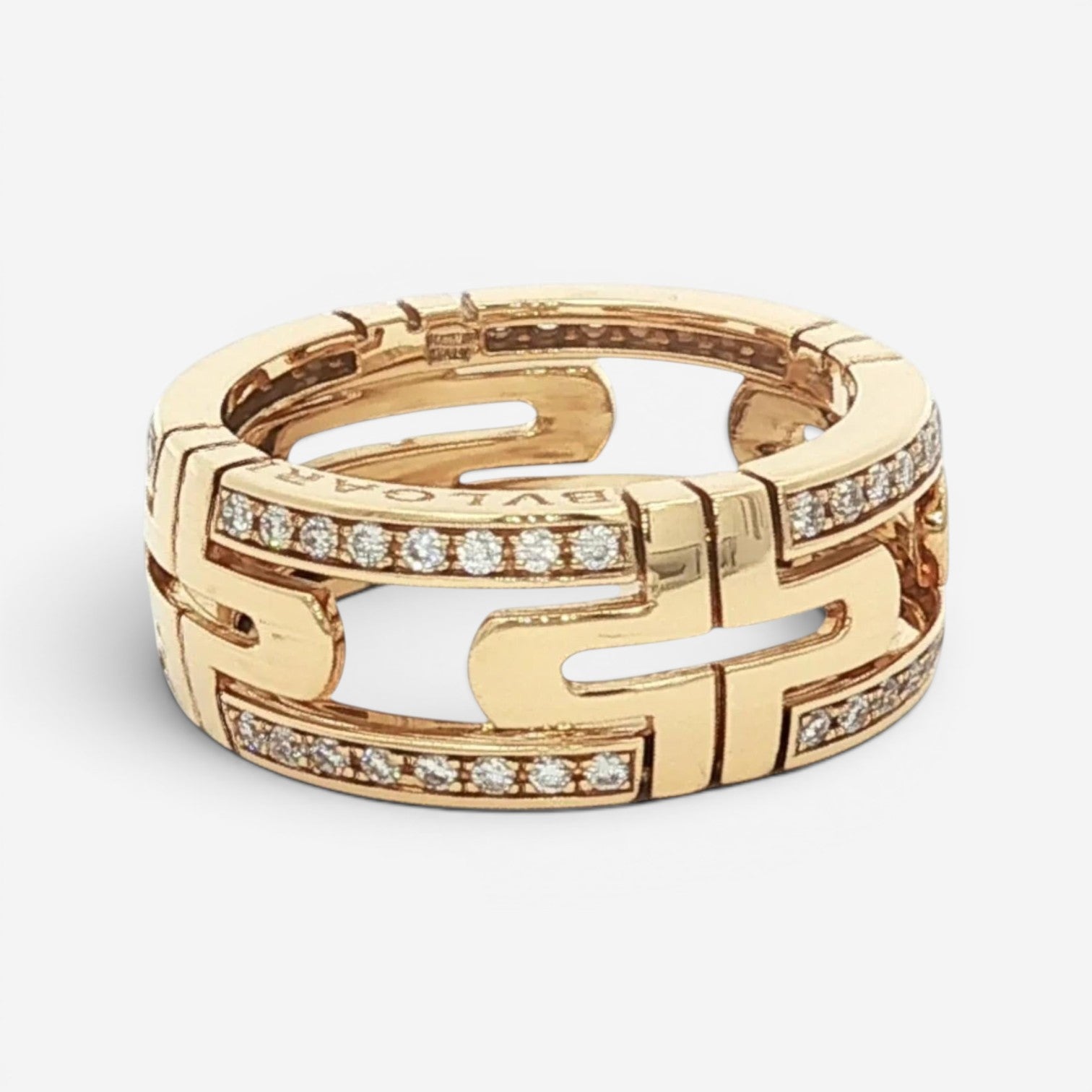 Bulgari Parentesi 18K Yellow Gold Diamond Small Band Ring Sz. 5.75 AN854231 — view 2