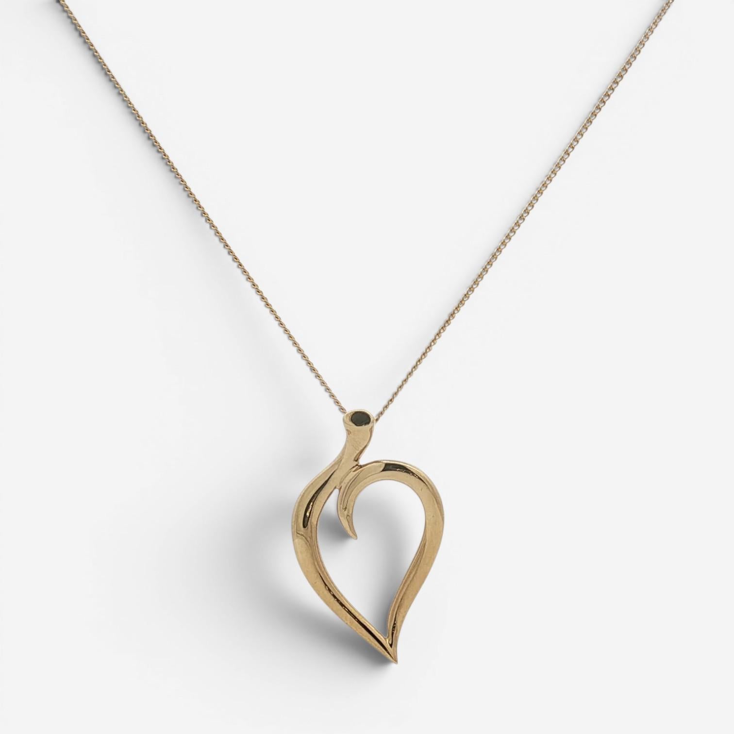 Tiffany & Co. Leaf Heart 18K Yellow Gold Pendant Necklace 2600040215877