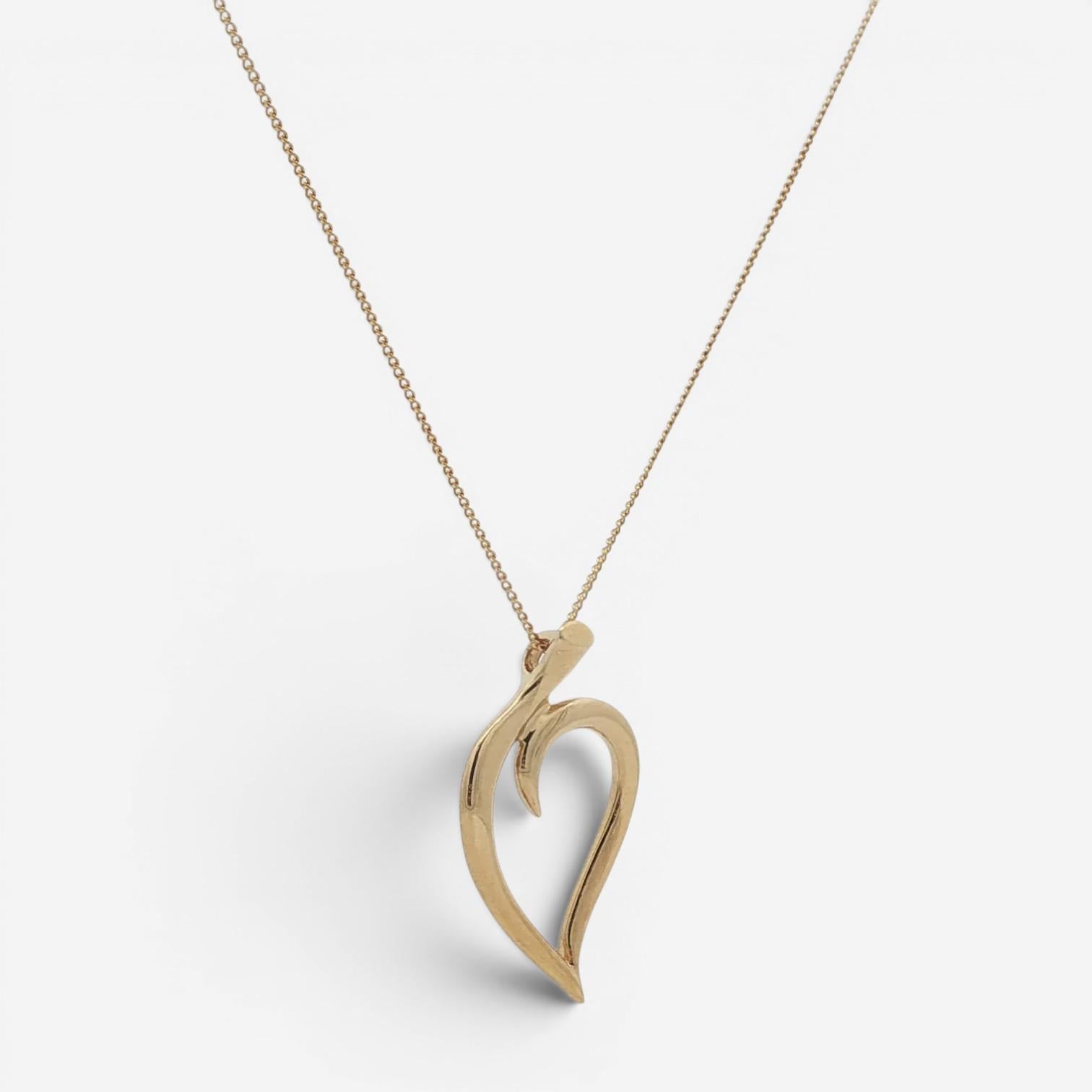 Tiffany & Co. Leaf Heart 18K Yellow Gold Pendant Necklace 2600040215877 — view 2