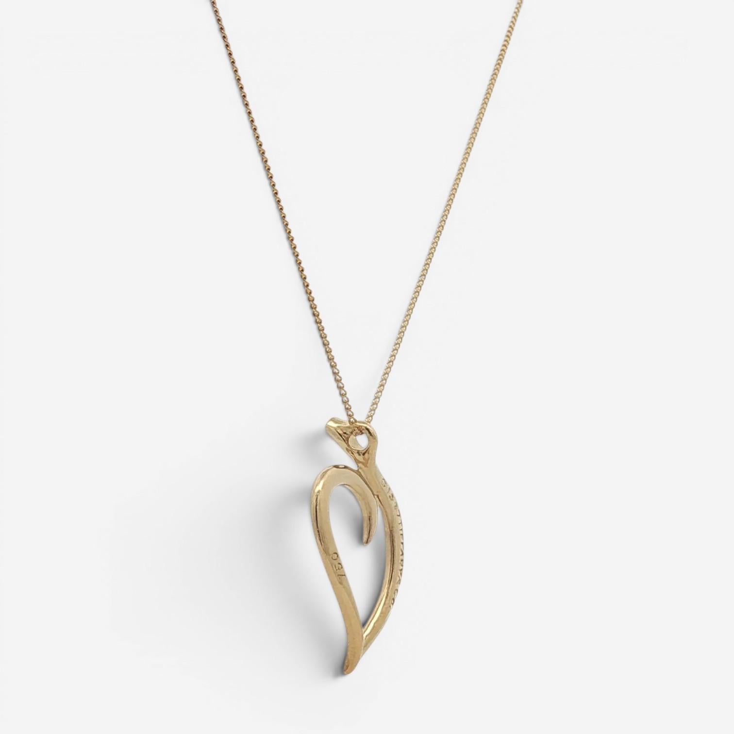 Tiffany & Co. Leaf Heart 18K Yellow Gold Pendant Necklace 2600040215877 — view 4