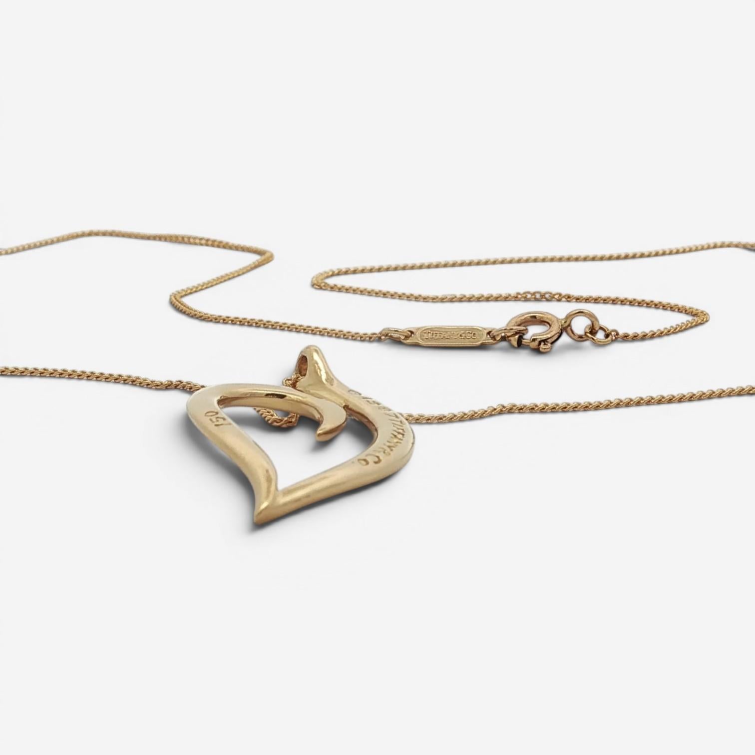 Tiffany & Co. Leaf Heart 18K Yellow Gold Pendant Necklace 2600040215877 — view 5