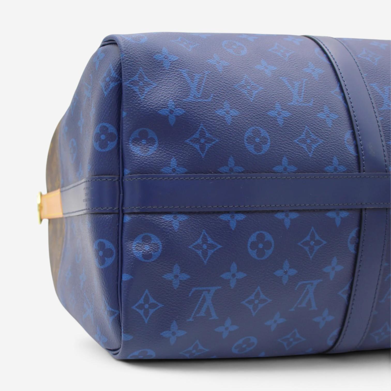 Louis Vuitton Keepall Bandoulière 50 Marron & Blue Monogram Canvas Duffel Bag M4 — view 3