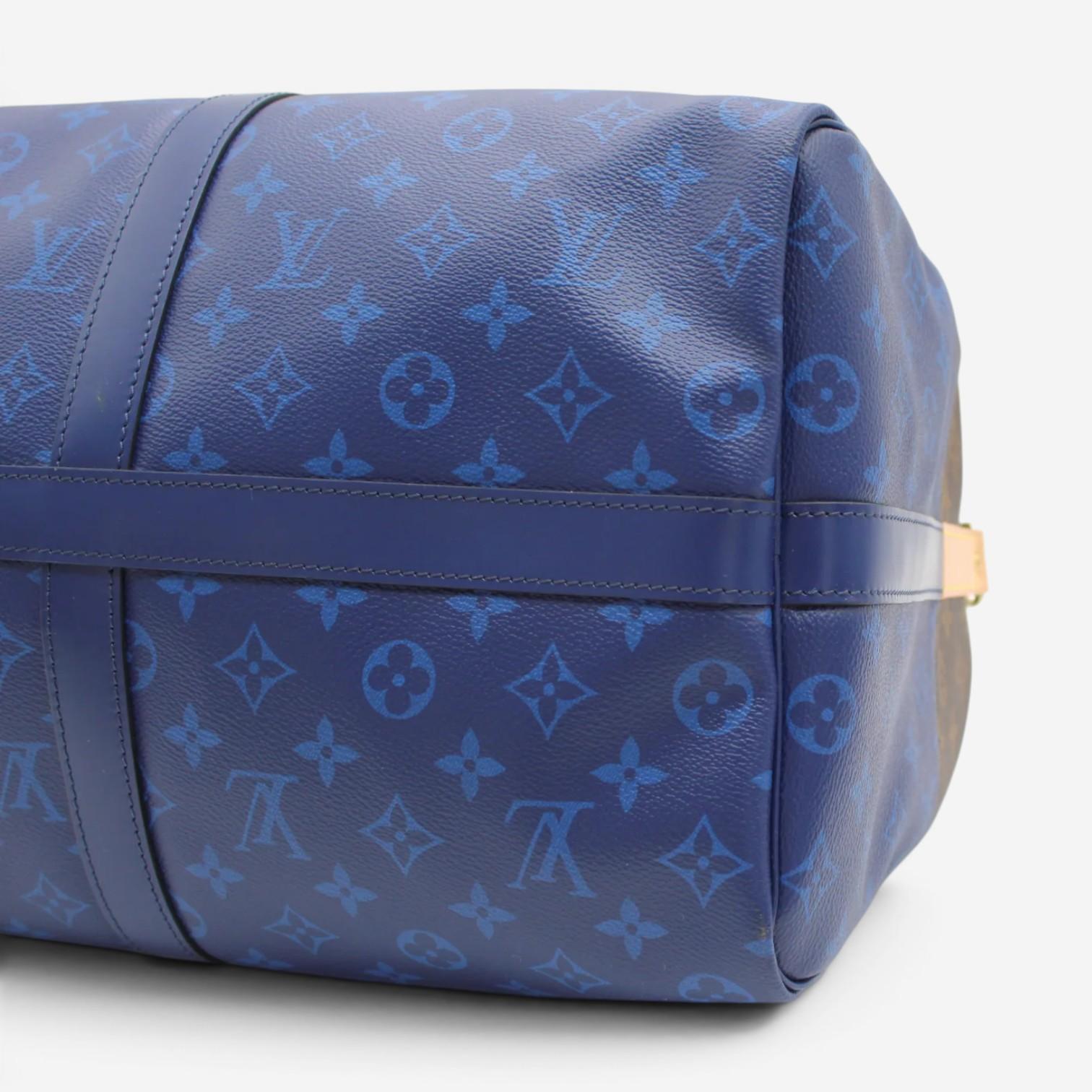 Louis Vuitton Keepall Bandoulière 50 Marron & Blue Monogram Canvas Duffel Bag M4 — view 4