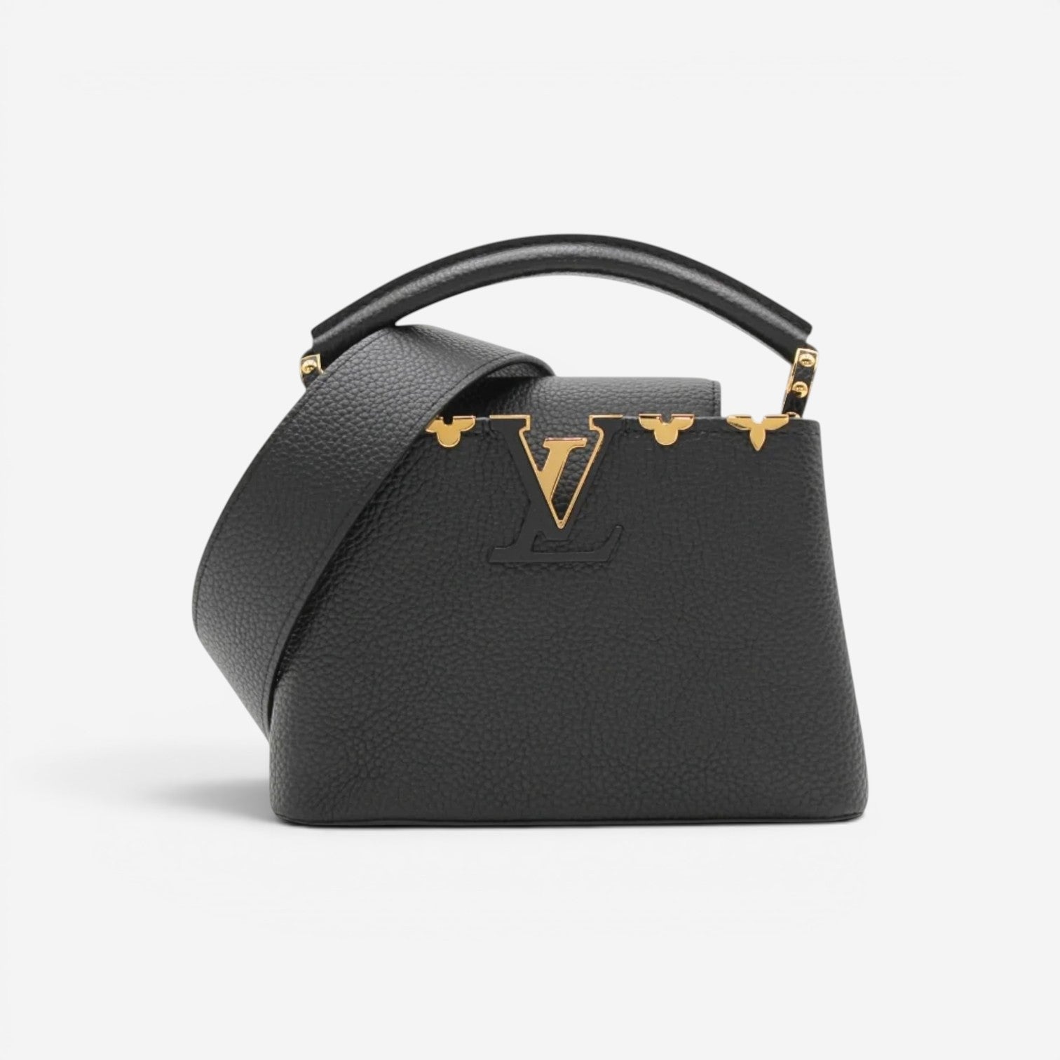 Louis Vuitton Capucines Mini Black Leather Handbag M56669