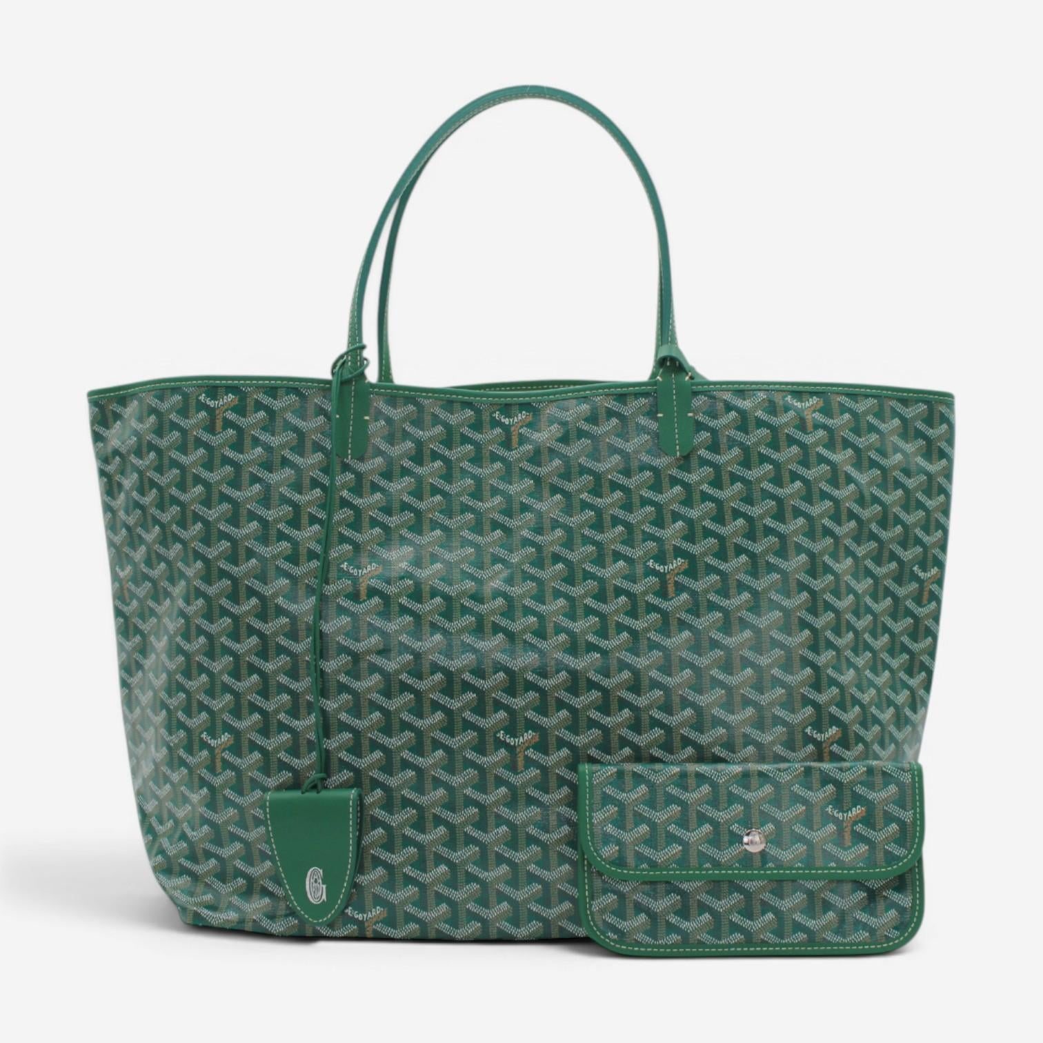 Goyard Saint Louis GM Green Coated Canvas Tote Bag 2600038794926