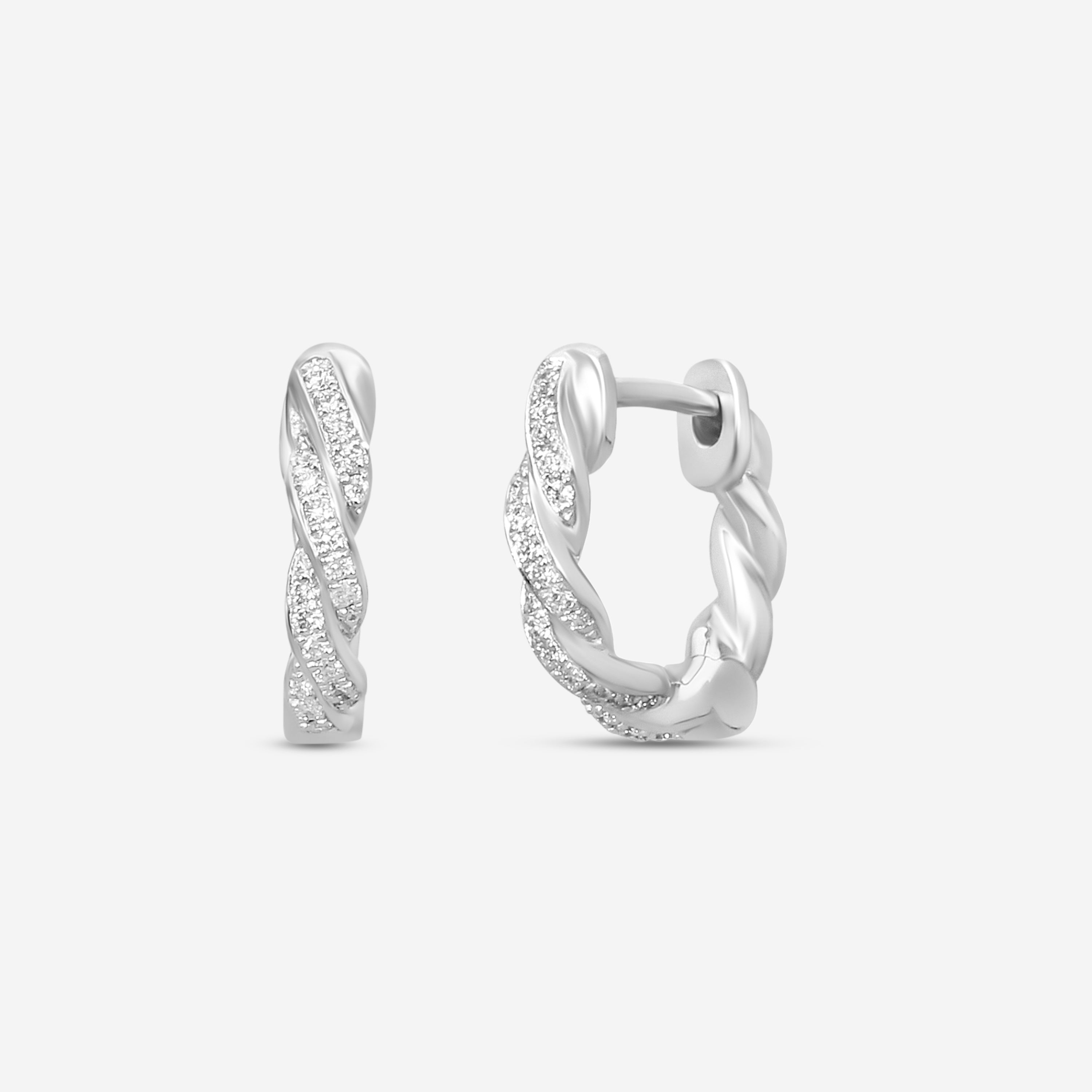 Mémoire Vine 18K White Gold Diamond Hoop Earrings CHHO381-WG