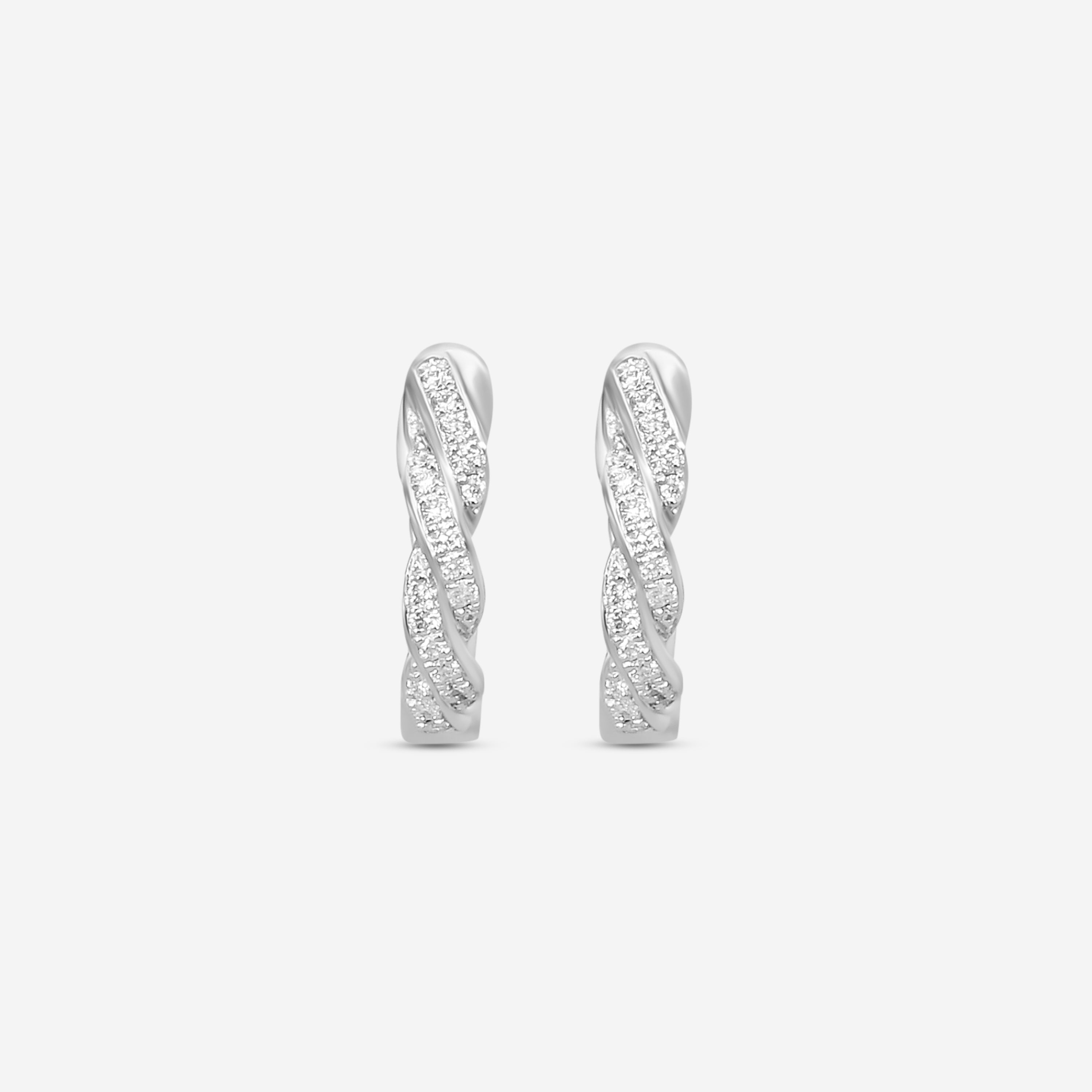 Mémoire Vine 18K White Gold Diamond Hoop Earrings CHHO381-WG — view 2