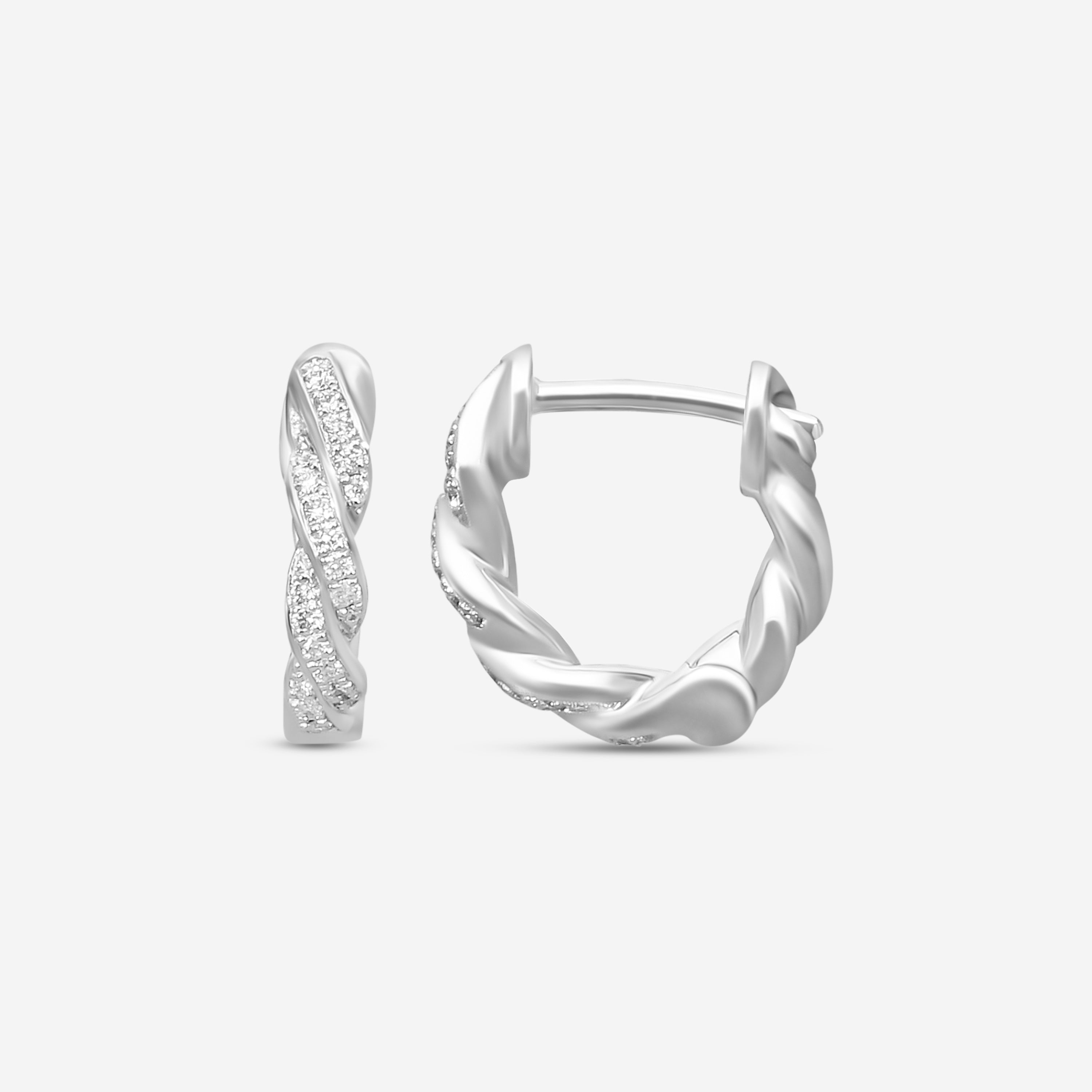Mémoire Vine 18K White Gold Diamond Hoop Earrings CHHO381-WG — view 3