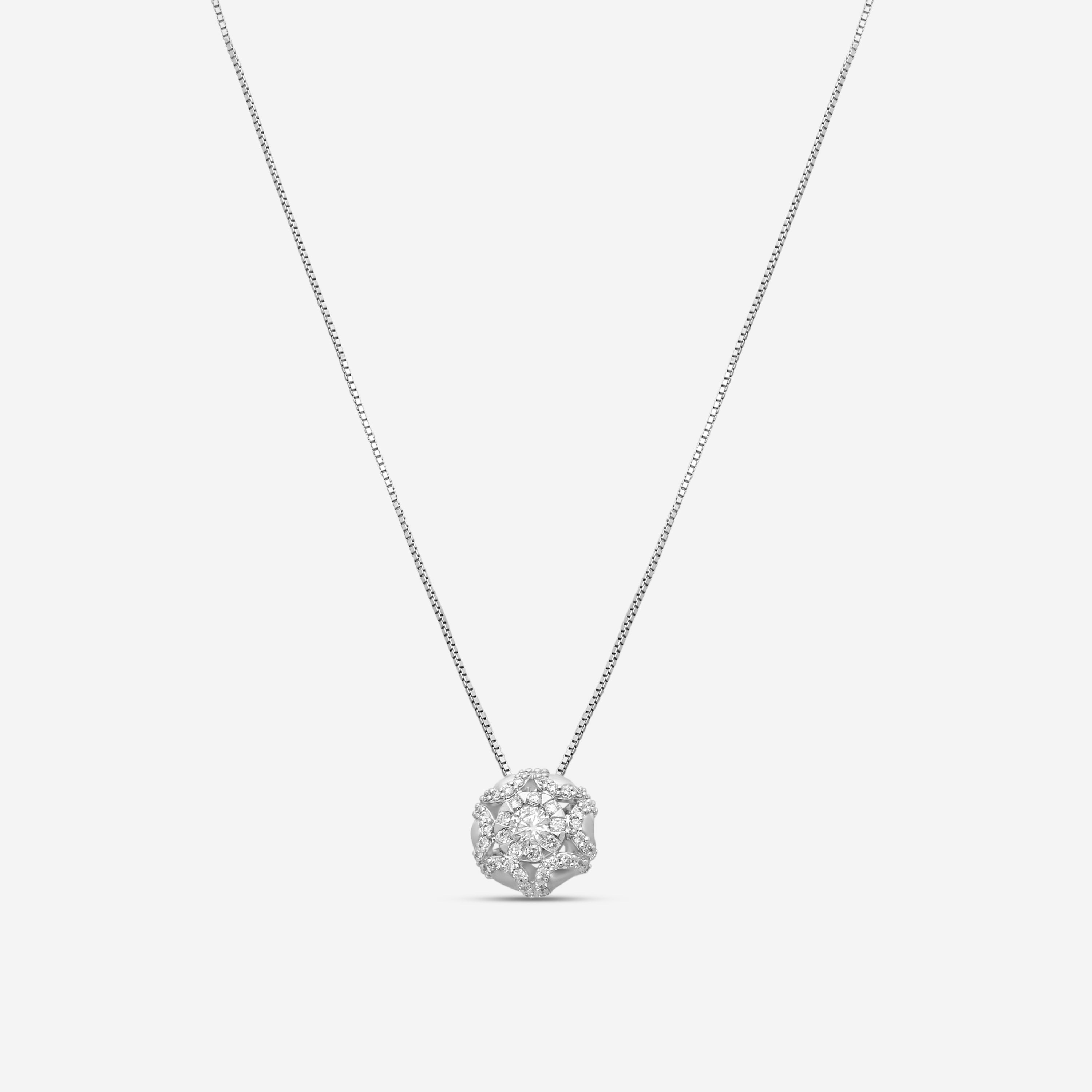 Mémoire Diamond Bouquets 18K White Gold Diamond Pendant Necklace MBQ4P-0075TW-18