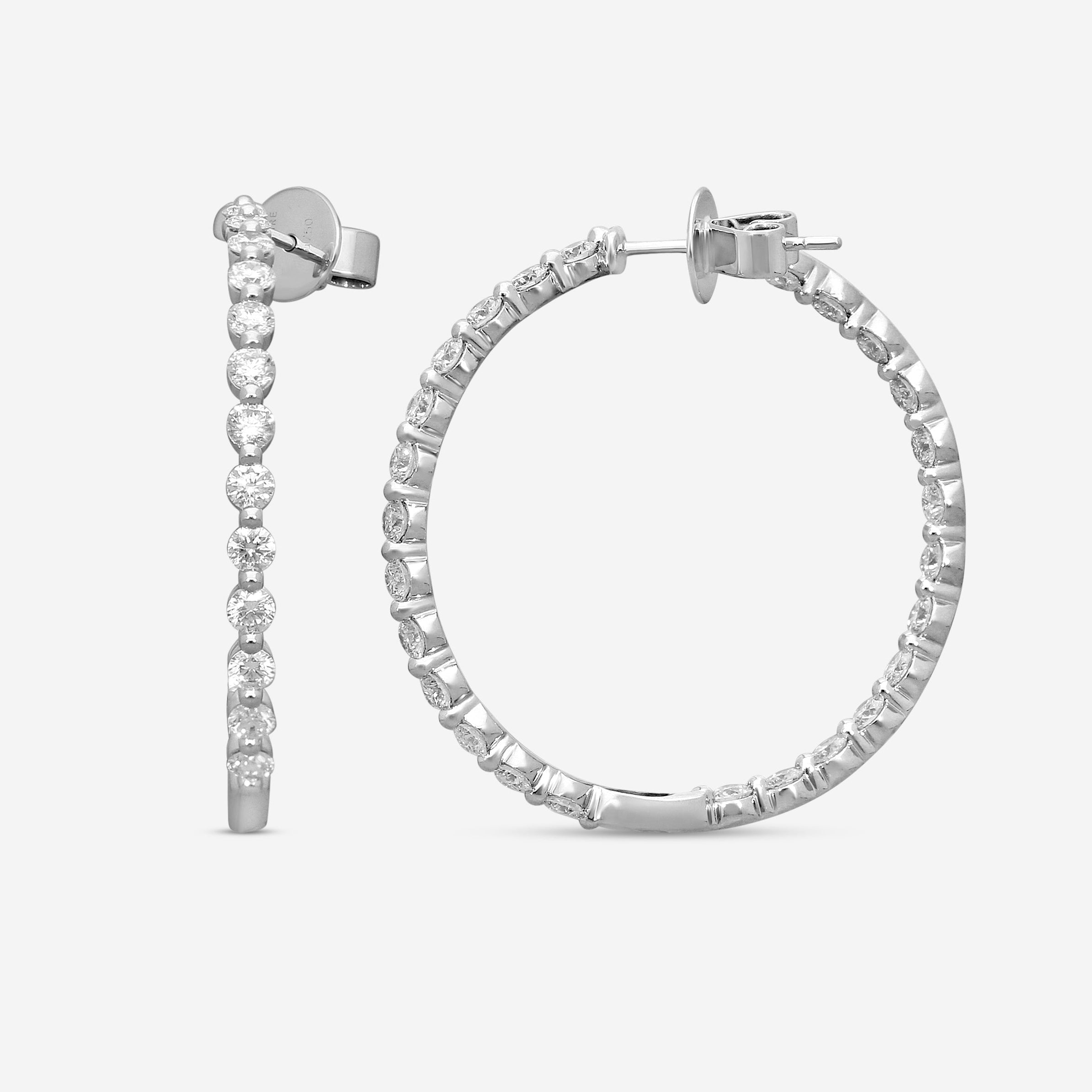 Mémoire Aura 18K White Gold Diamond Hoop Earrings CHHO460-18KW — view 3