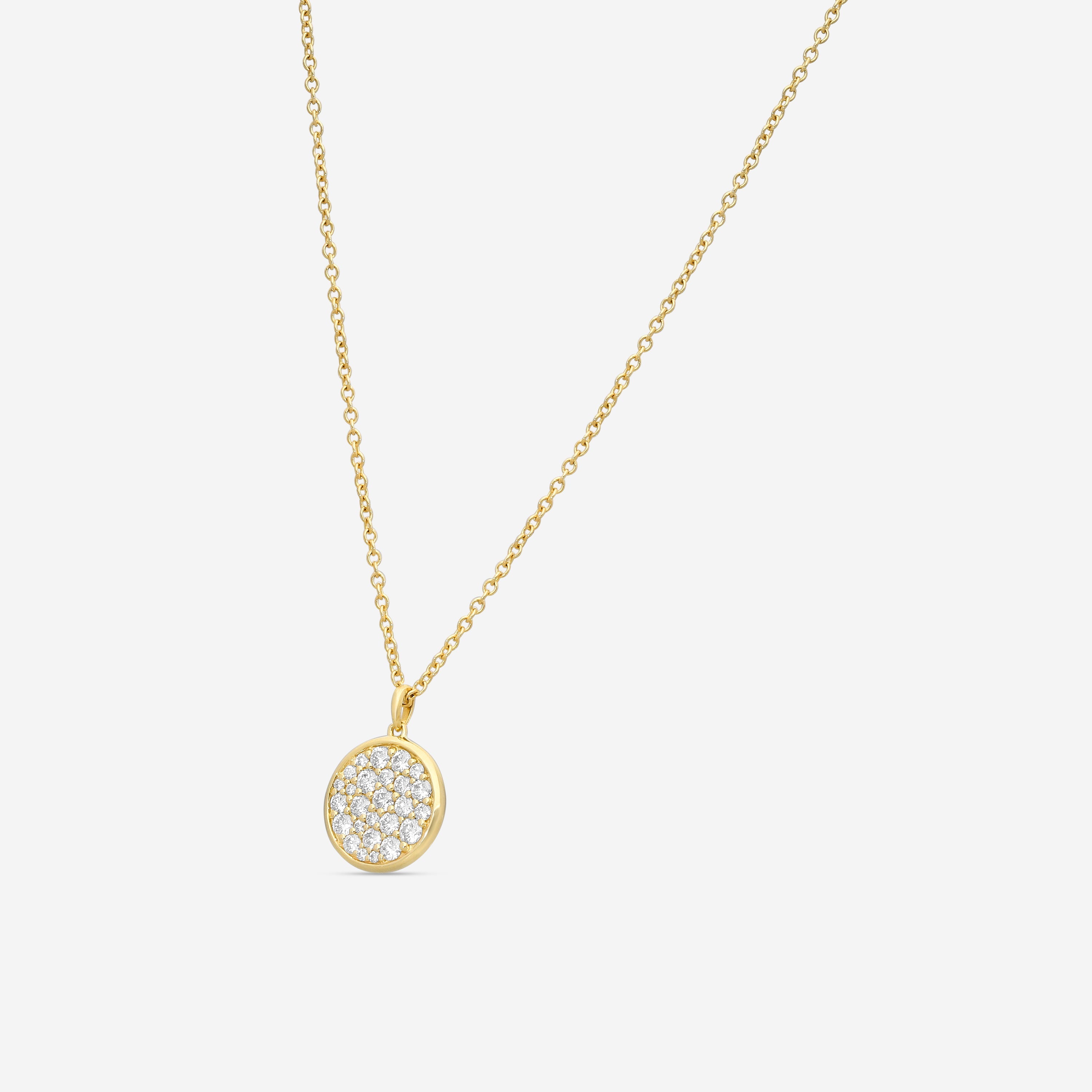 Mémoire Luna 18K Yellow Gold Diamond Pave Medallion Necklace CCPV110-YG — view 2