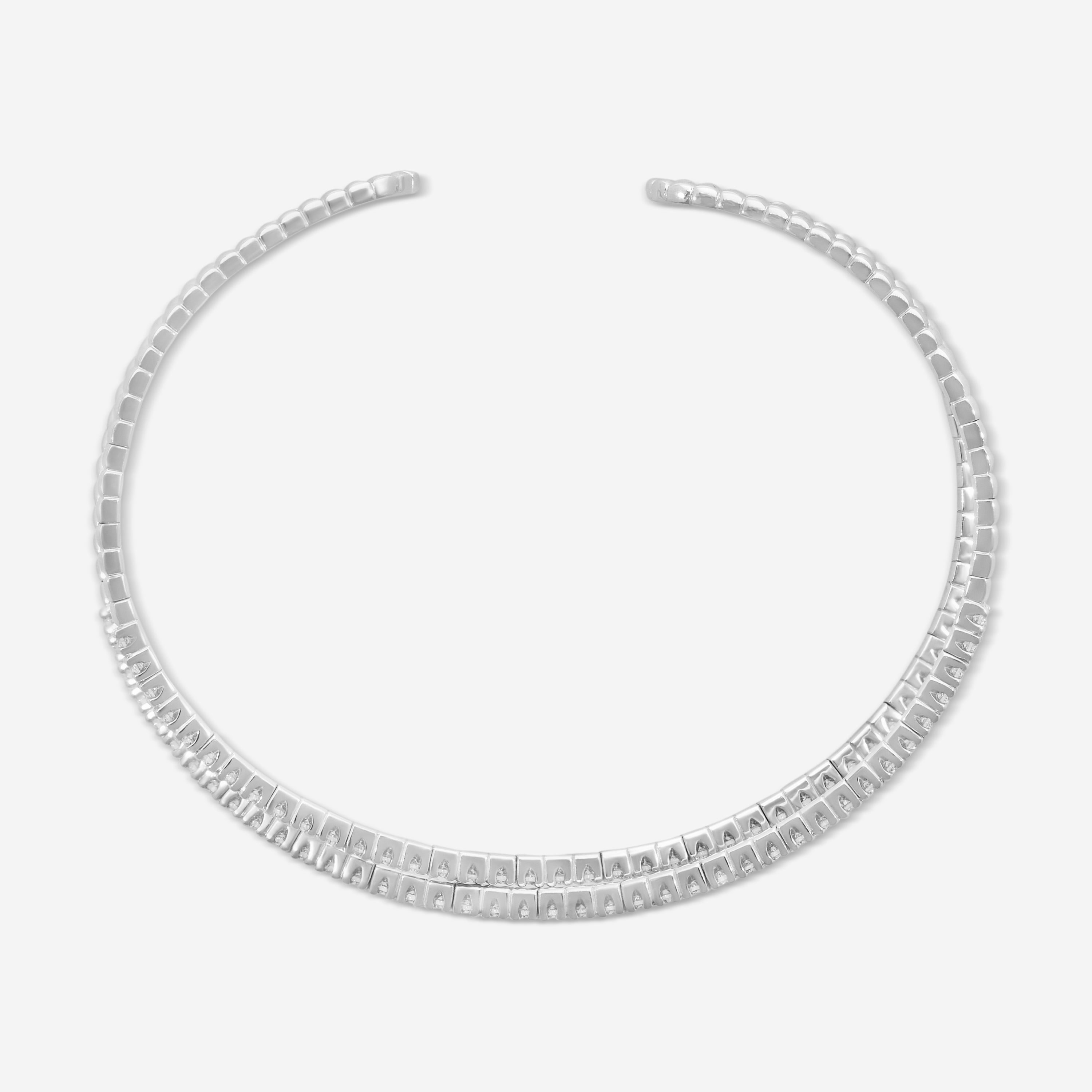 Mémoire Open Flex 18K White Gold Diamond Crisscross Bangle Bracelet FGFX106 — view 3
