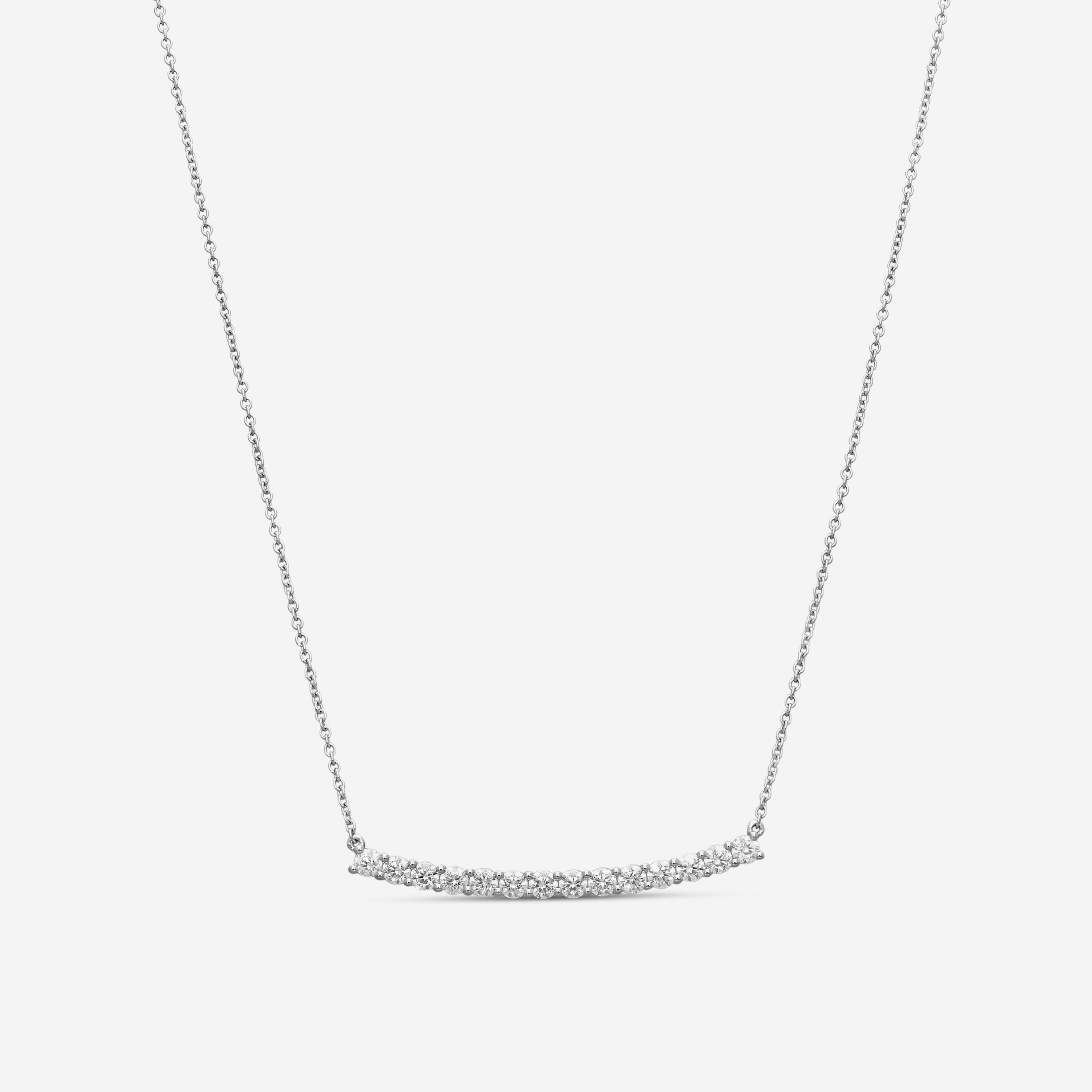 Mémoire 18K White Gold Diamond Bar Necklace CNUB232-WG