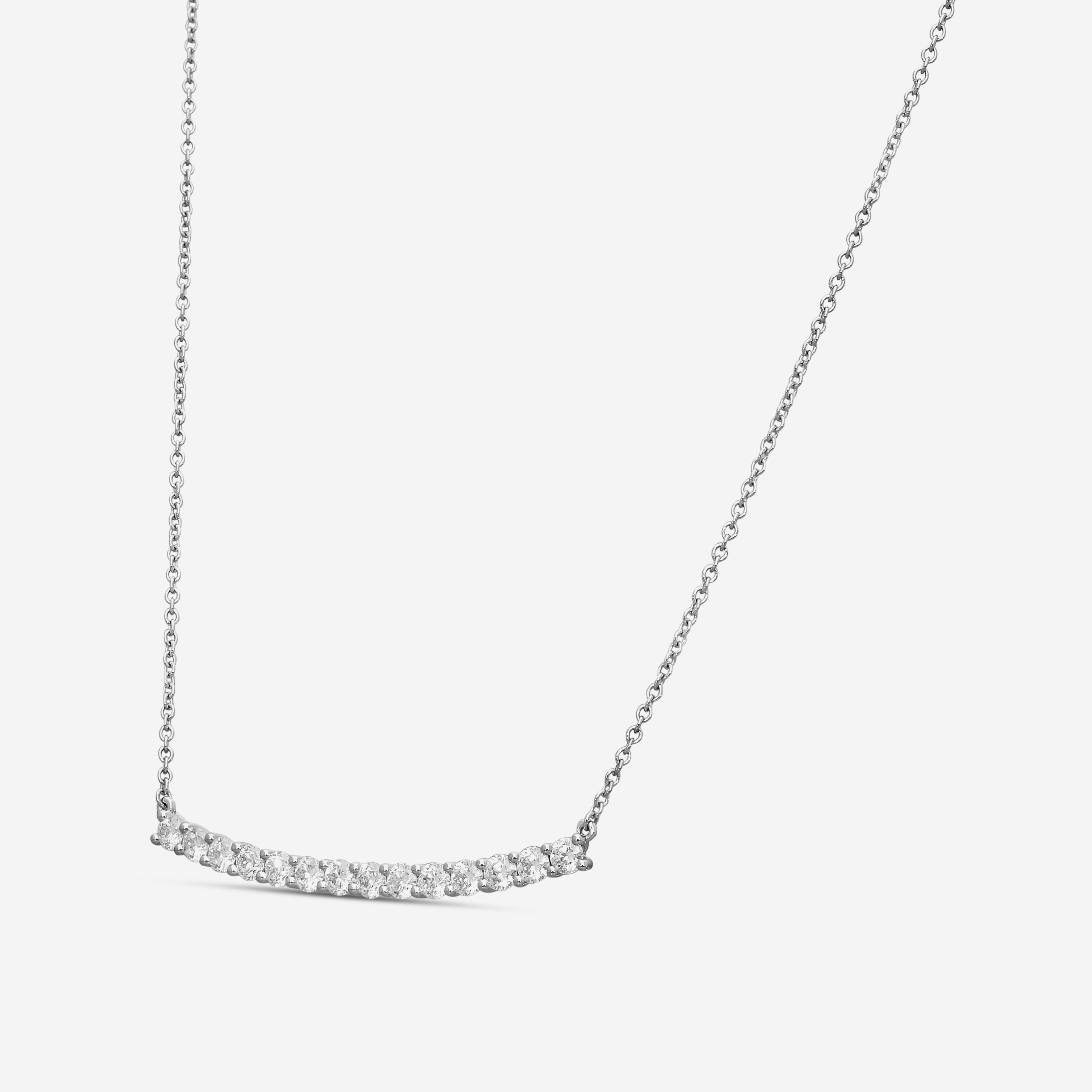 Mémoire 18K White Gold Diamond Bar Necklace CNUB232-WG — view 2