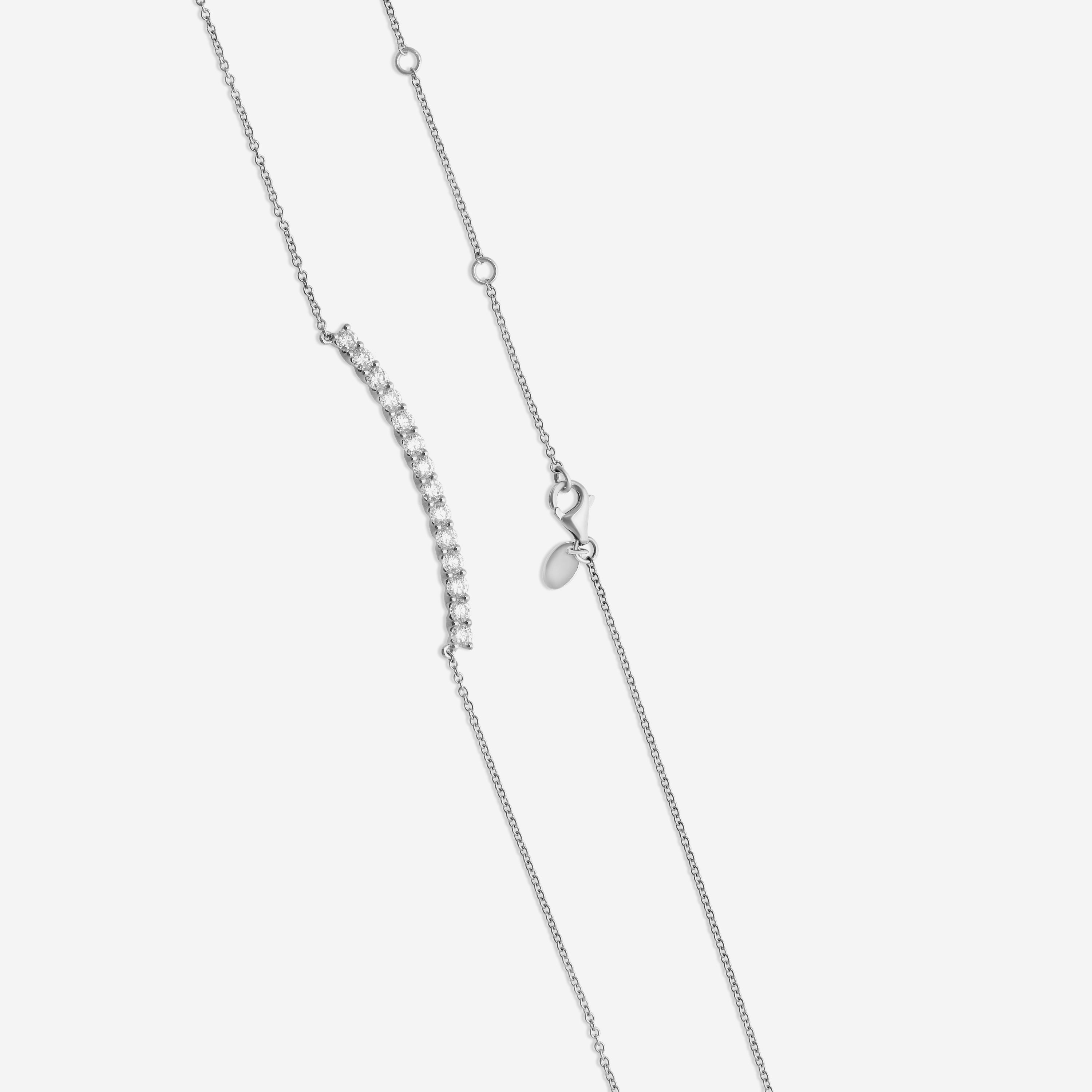Mémoire 18K White Gold Diamond Bar Necklace CNUB232-WG — view 3