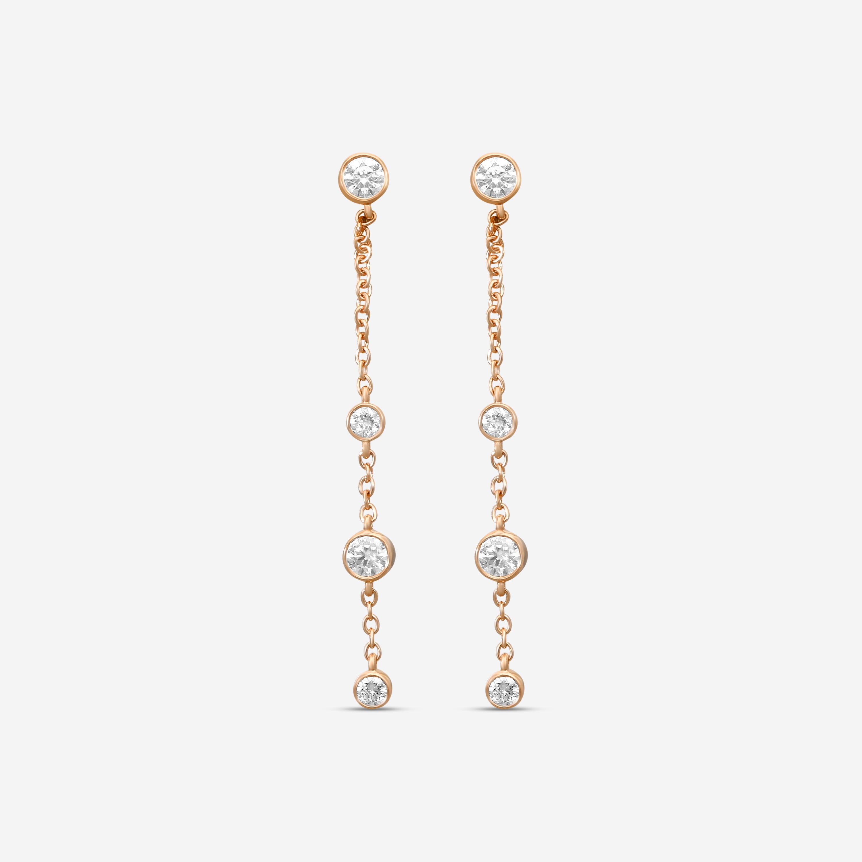 Mémoire Cascade 18K Rose Gold Diamond Drop Earrings FEZY104-RG