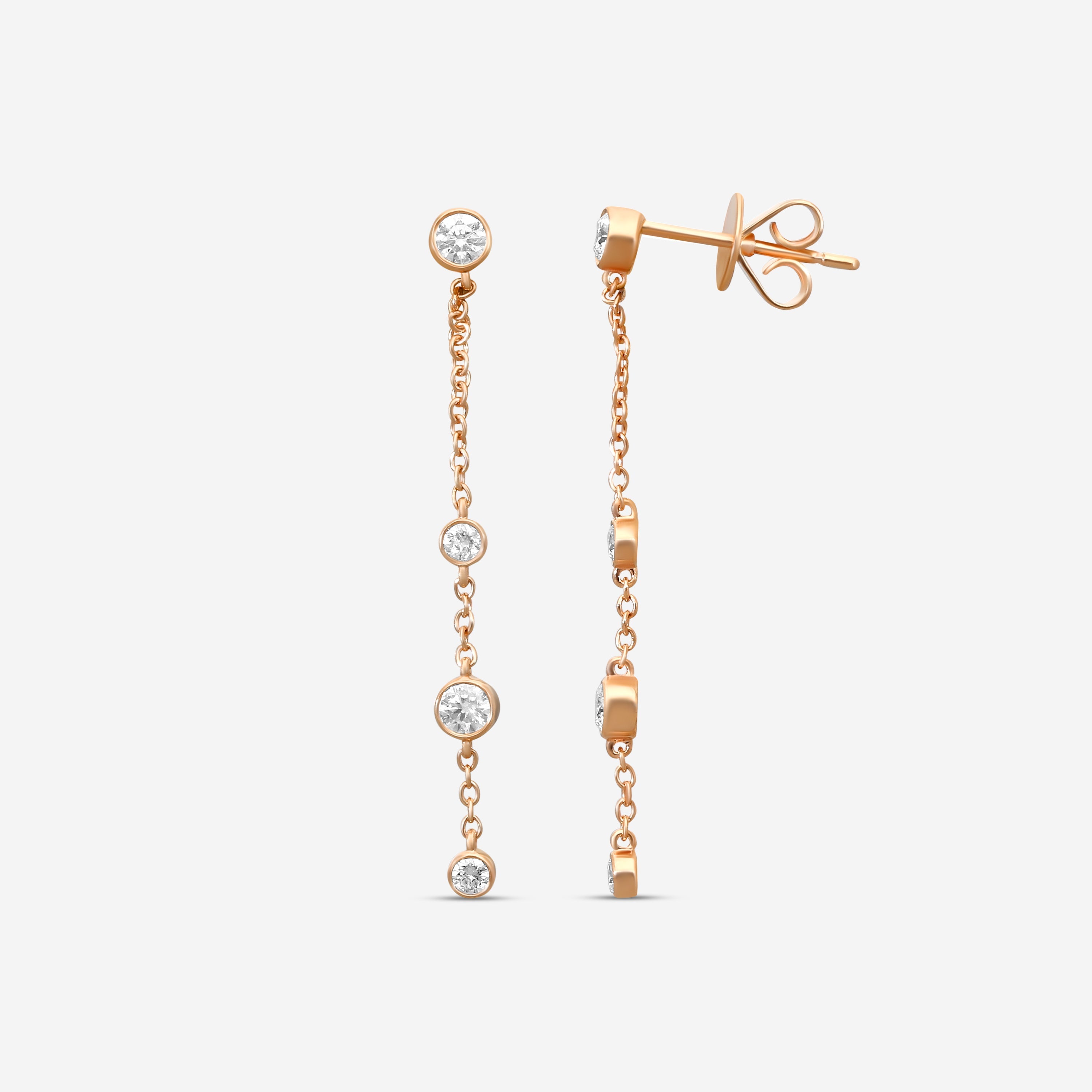 Mémoire Cascade 18K Rose Gold Diamond Drop Earrings FEZY104-RG — view 2