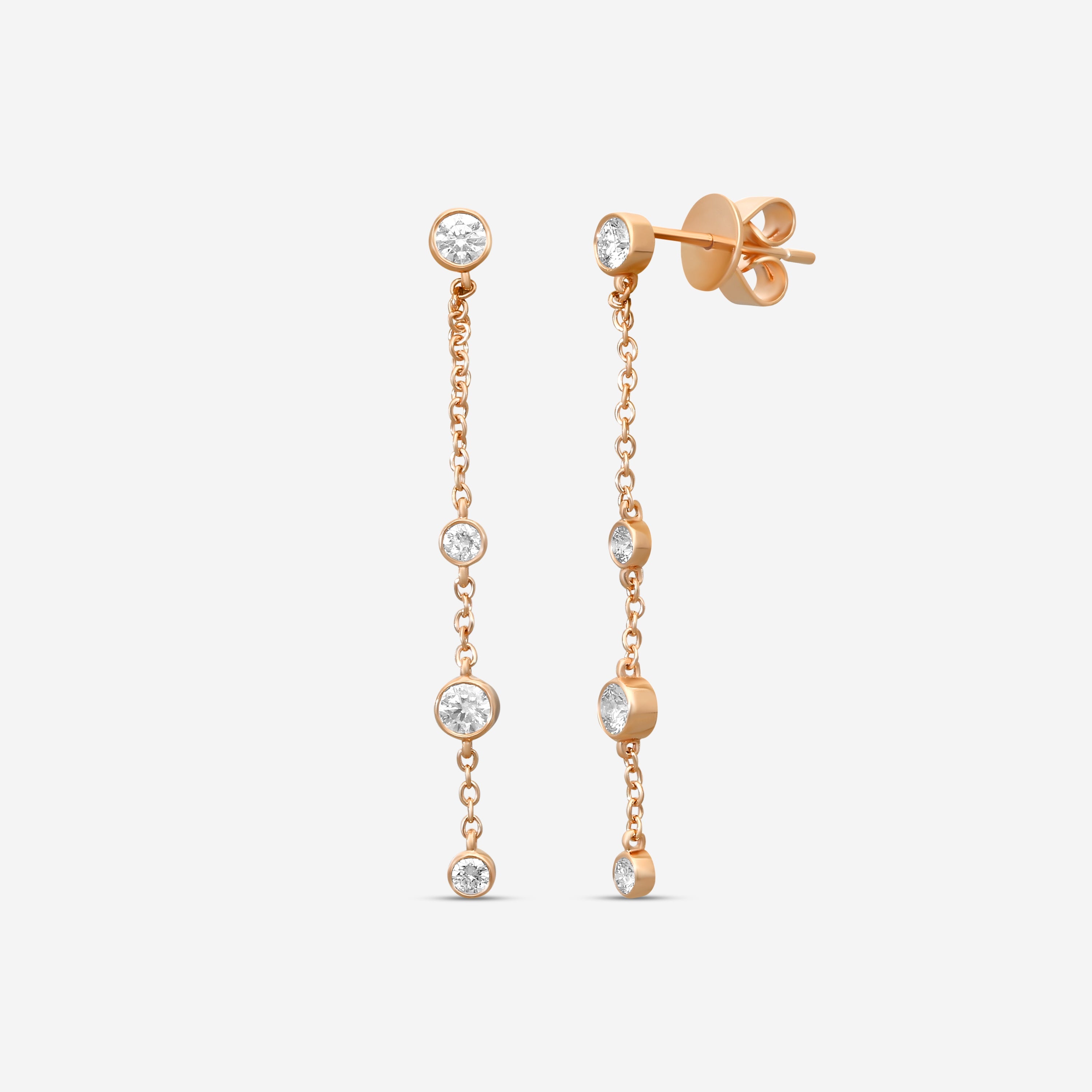 Mémoire Cascade 18K Rose Gold Diamond Drop Earrings FEZY104-RG — view 3