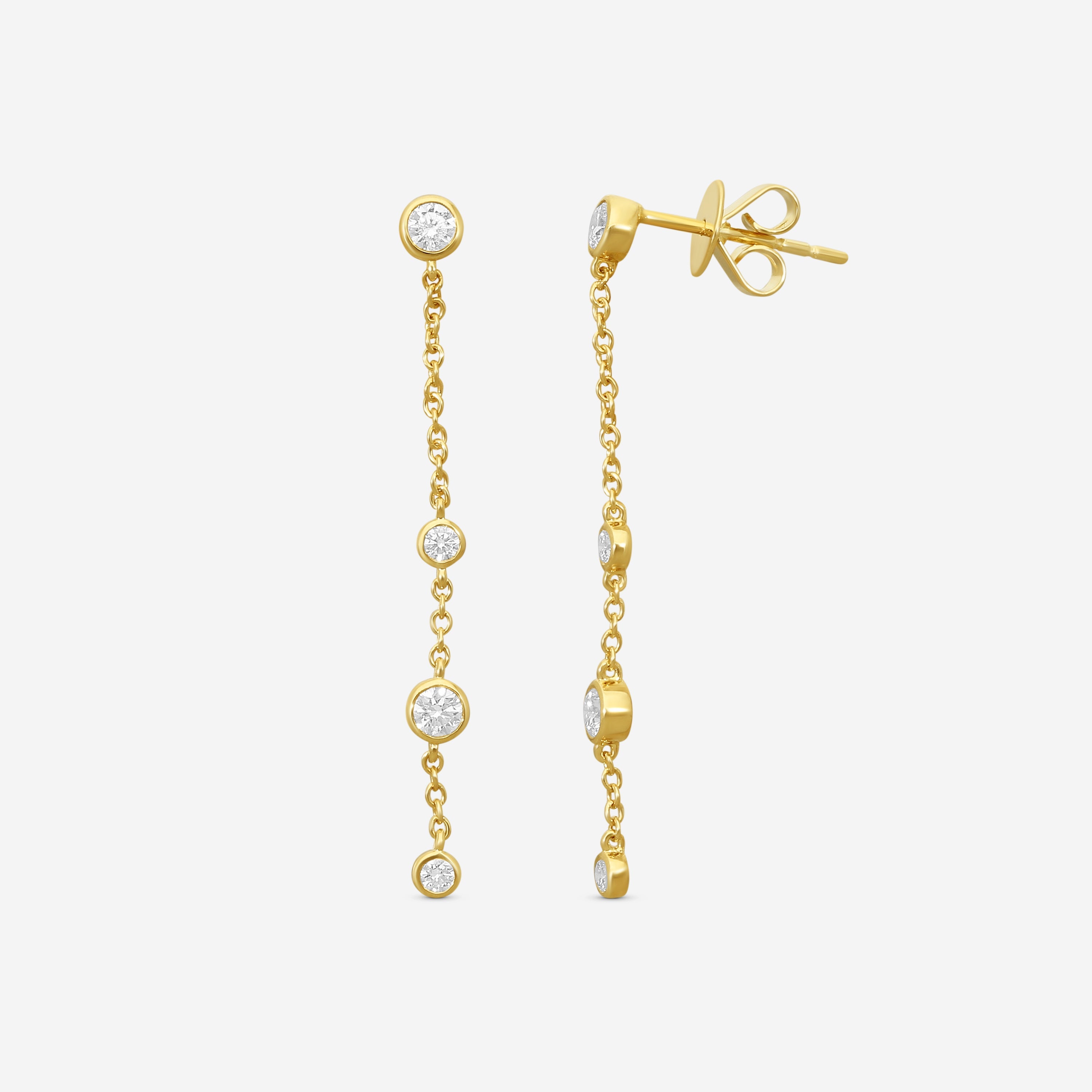 Mémoire Cascade 18K Yellow Gold Diamond Drop Earrings FEZY104-YG — view 2