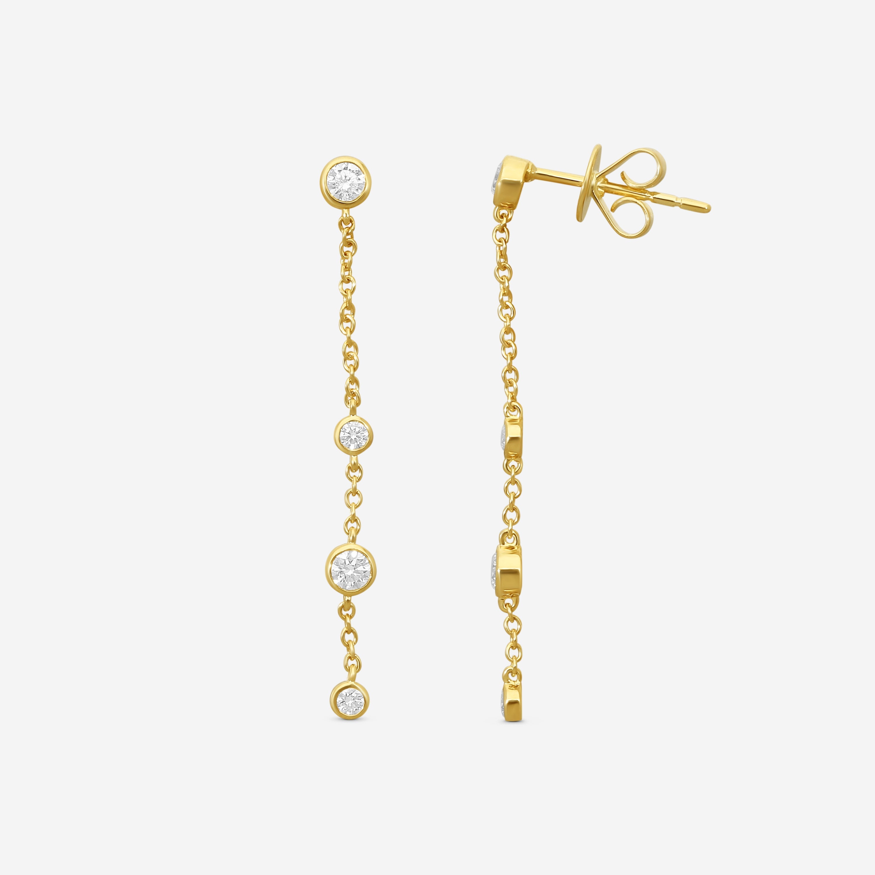 Mémoire Cascade 18K Yellow Gold Diamond Drop Earrings FEZY104-YG — view 3