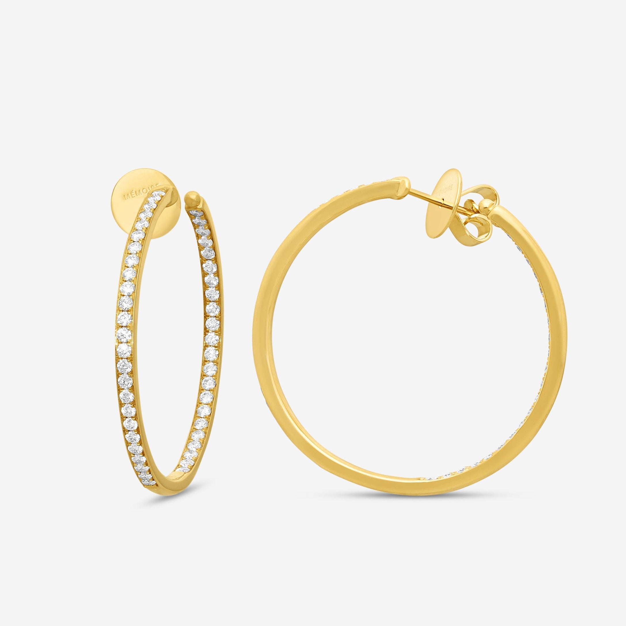 Mémoire Classics 18K Yellow Gold Diamond Hoop Earrings CHHO205 — view 2