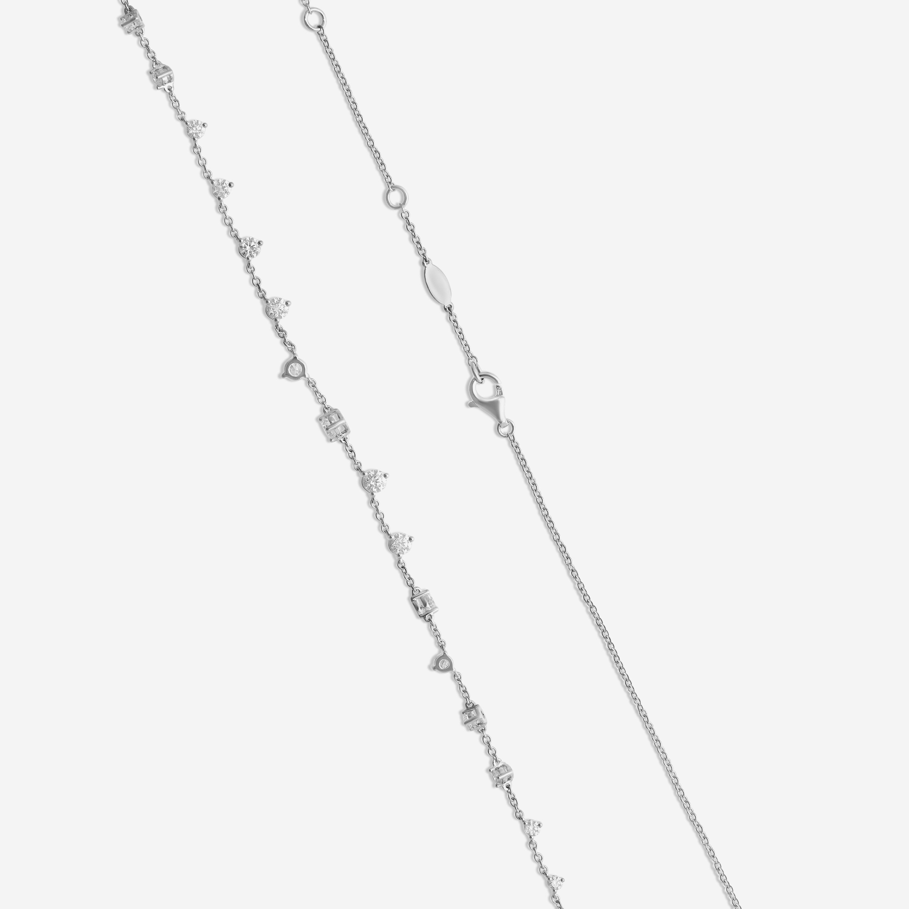 Mémoire Essentials 18K White Gold 21-Stone Diamond Necklace CNDD207-WG — view 3