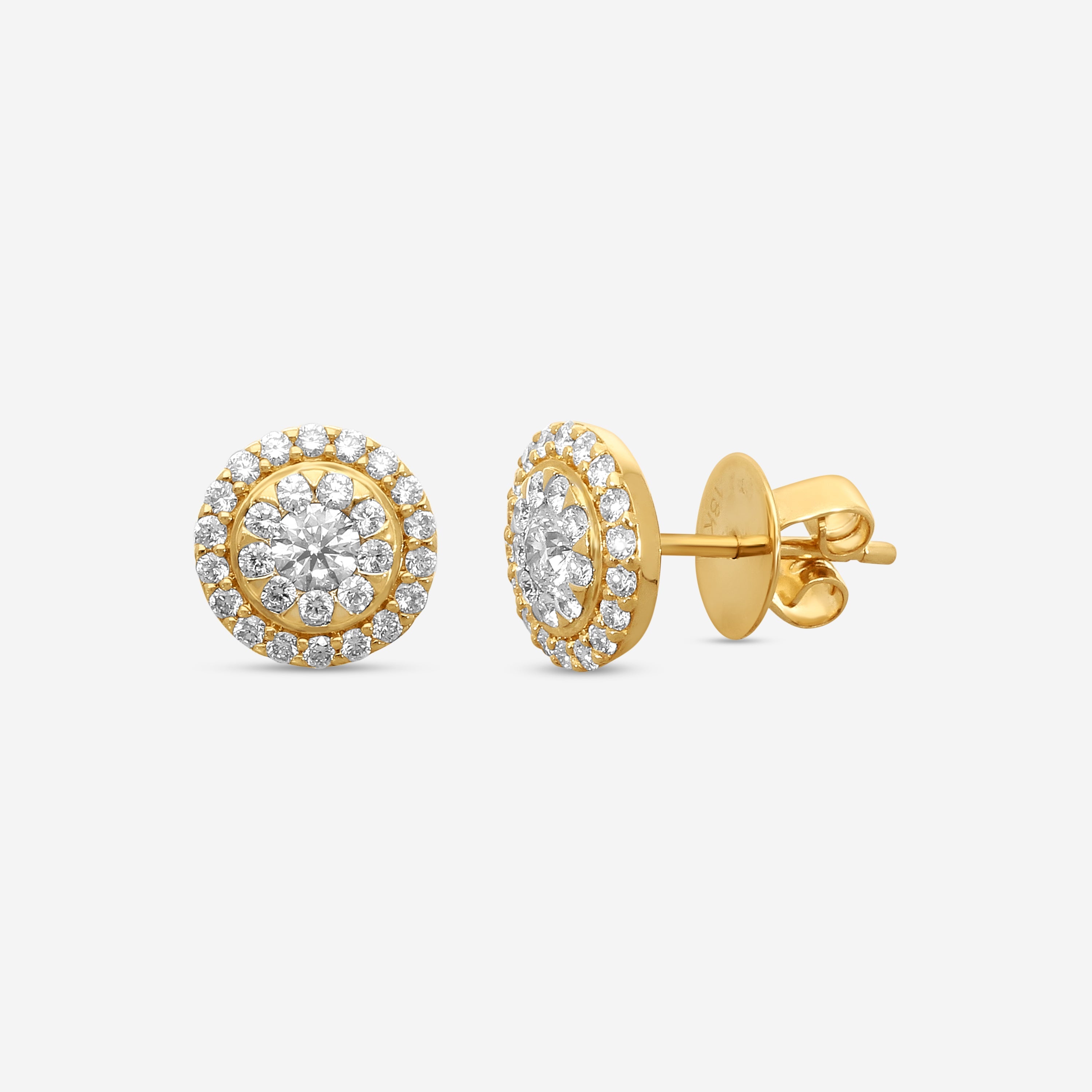 Mémoire Forever Bouquets 18K Yellow Gold Diamond Stud Earrings 151870 — view 2