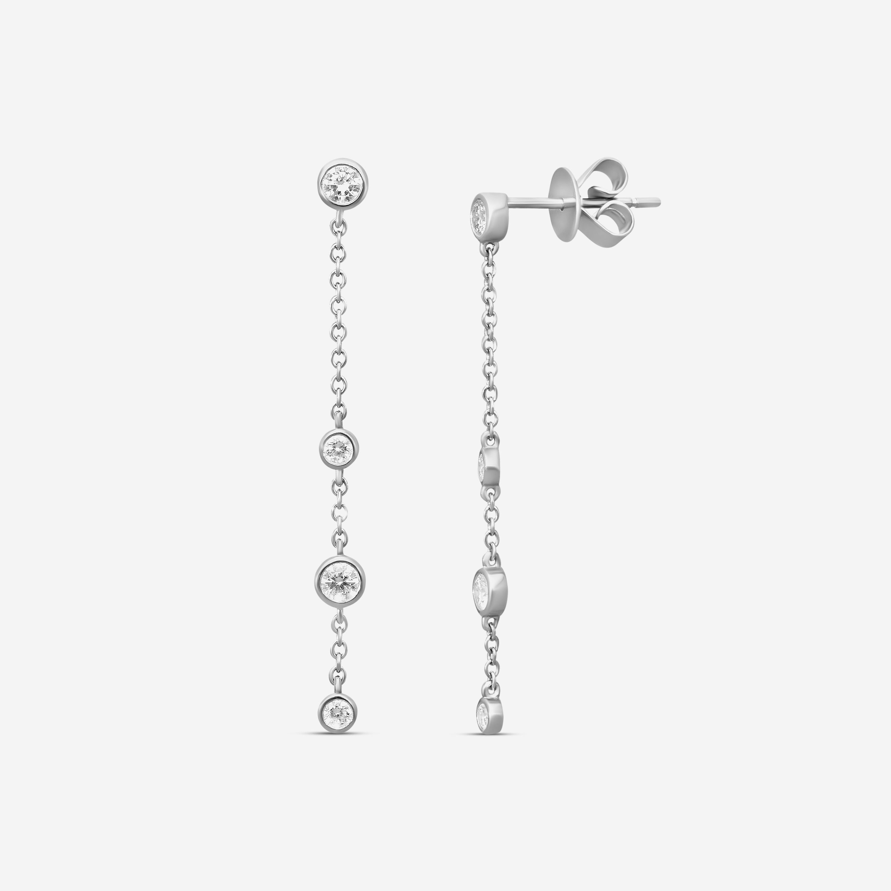 Mémoire Cascade 18K White Gold Diamond Drop Earrings FEZY104-WG — view 2