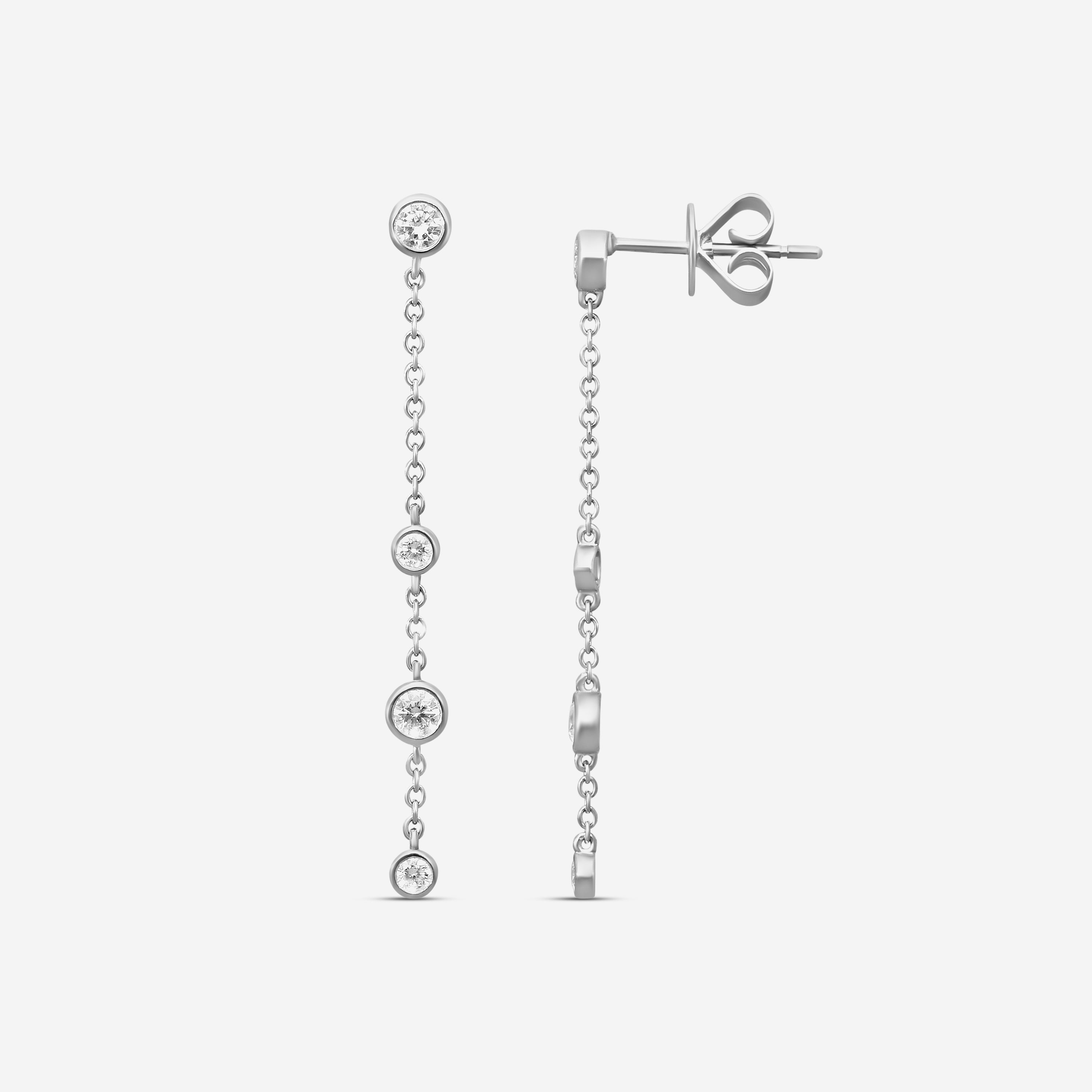 Mémoire Cascade 18K White Gold Diamond Drop Earrings FEZY104-WG — view 3