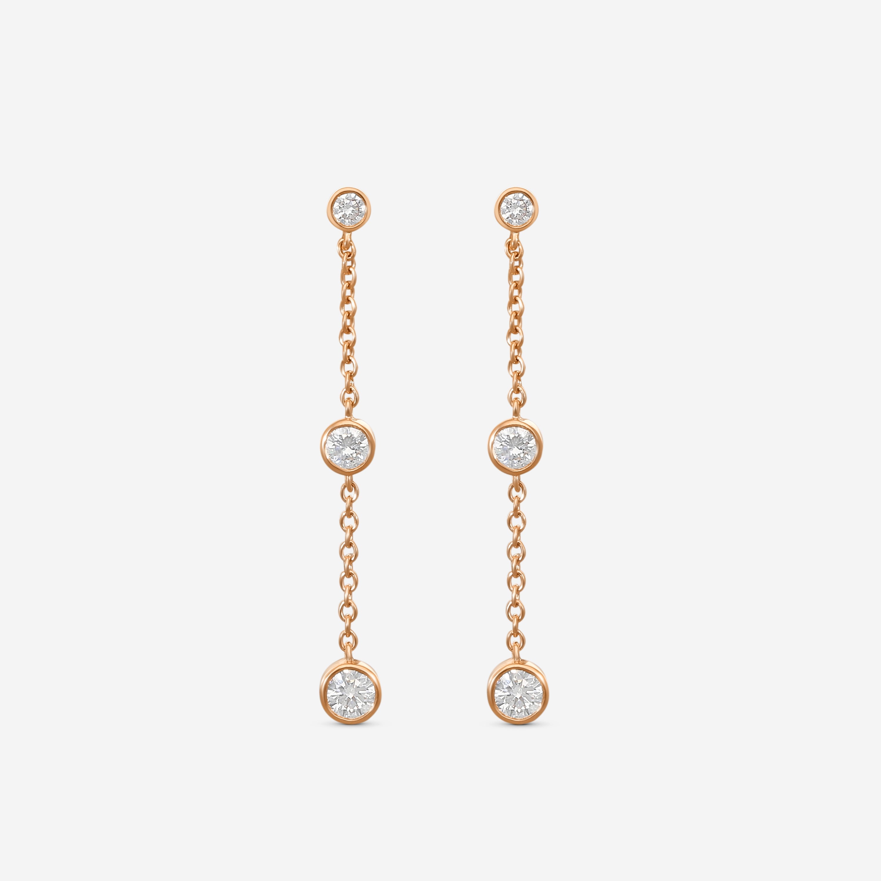 Mémoire Cascade 18K Rose Gold Diamond Drop Earrings FEZY102-RG