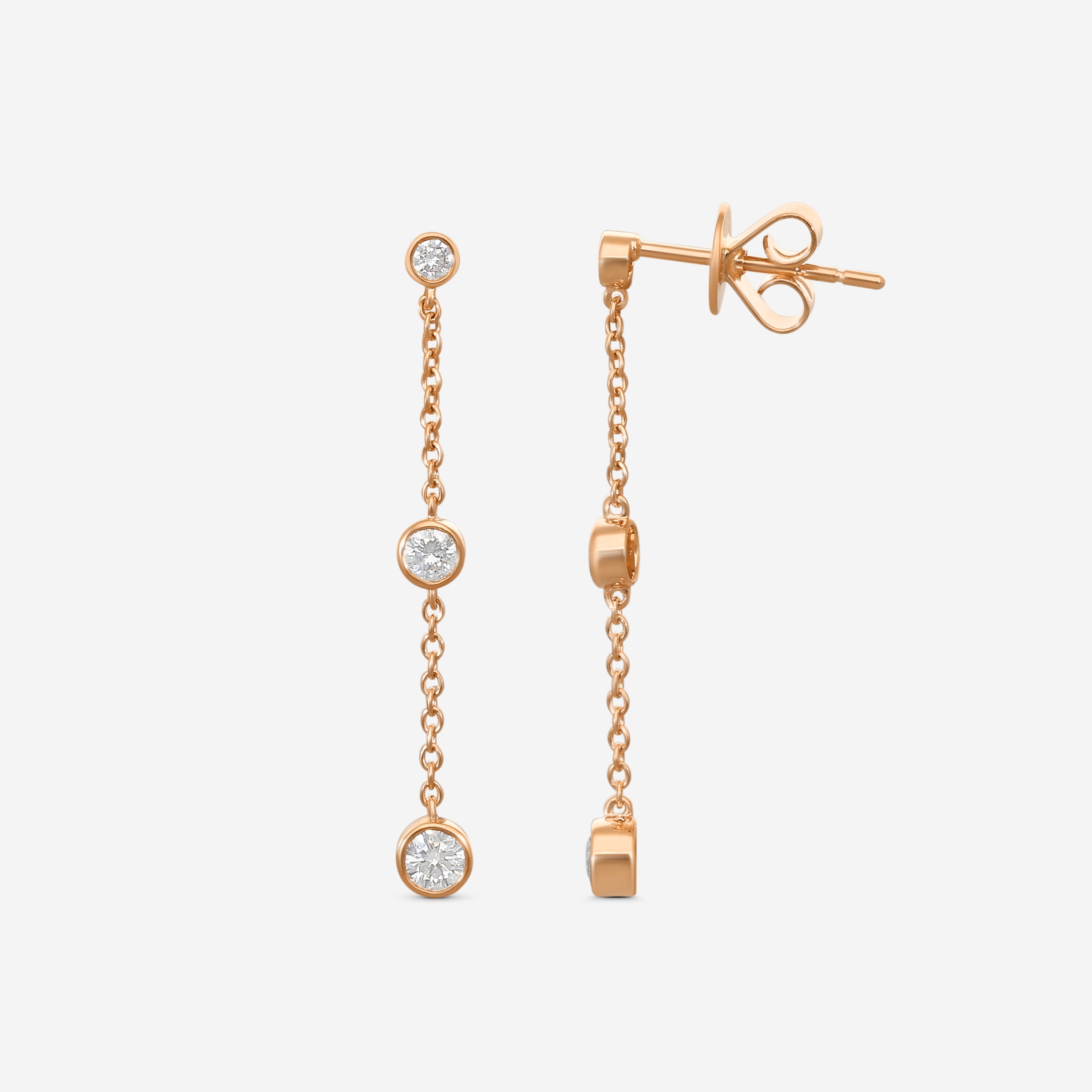 Mémoire Cascade 18K Rose Gold Diamond Drop Earrings FEZY102-RG — view 2