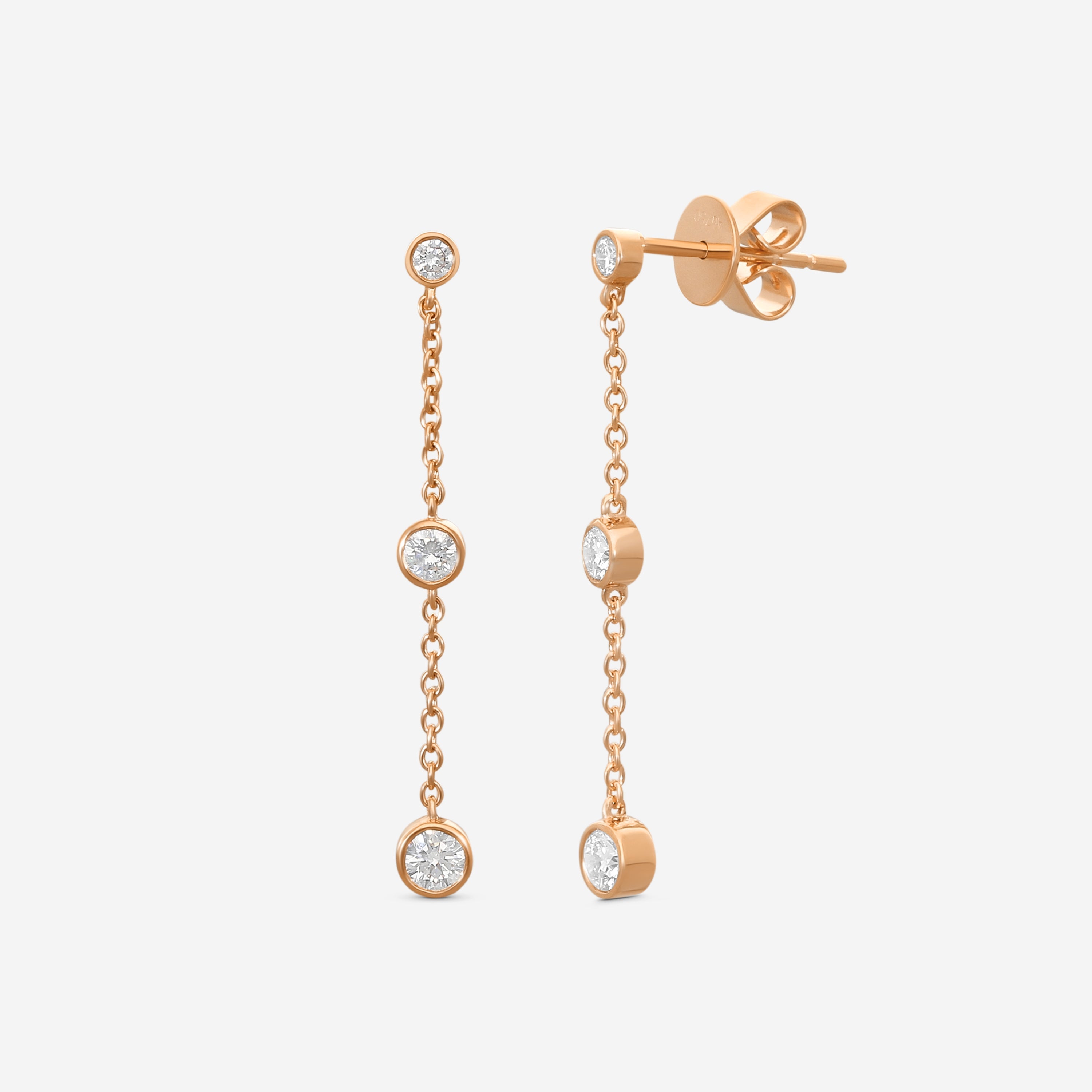 Mémoire Cascade 18K Rose Gold Diamond Drop Earrings FEZY102-RG — view 3