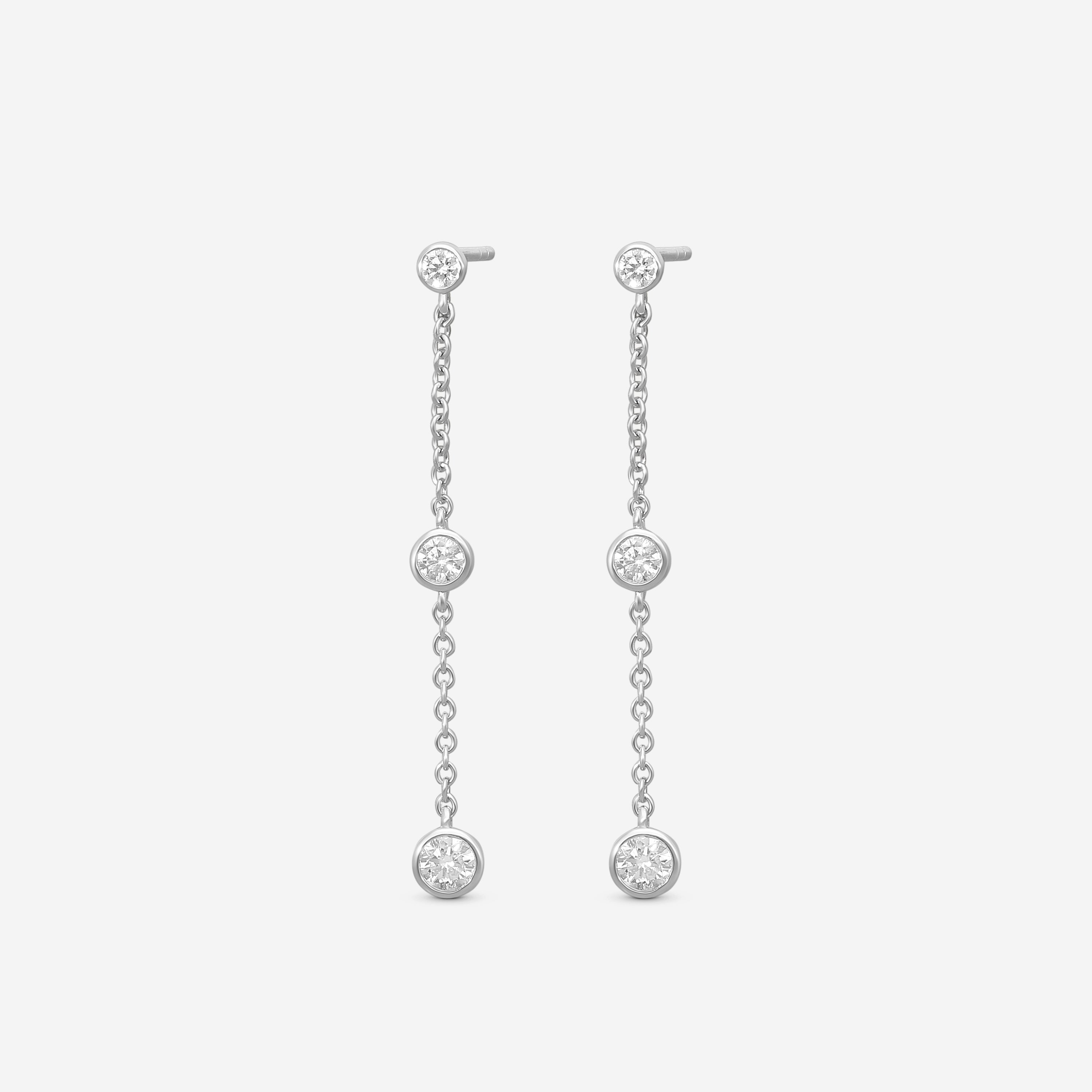 Mémoire Cascade 18K White Gold Diamond Drop Earrings FEZY102-WG