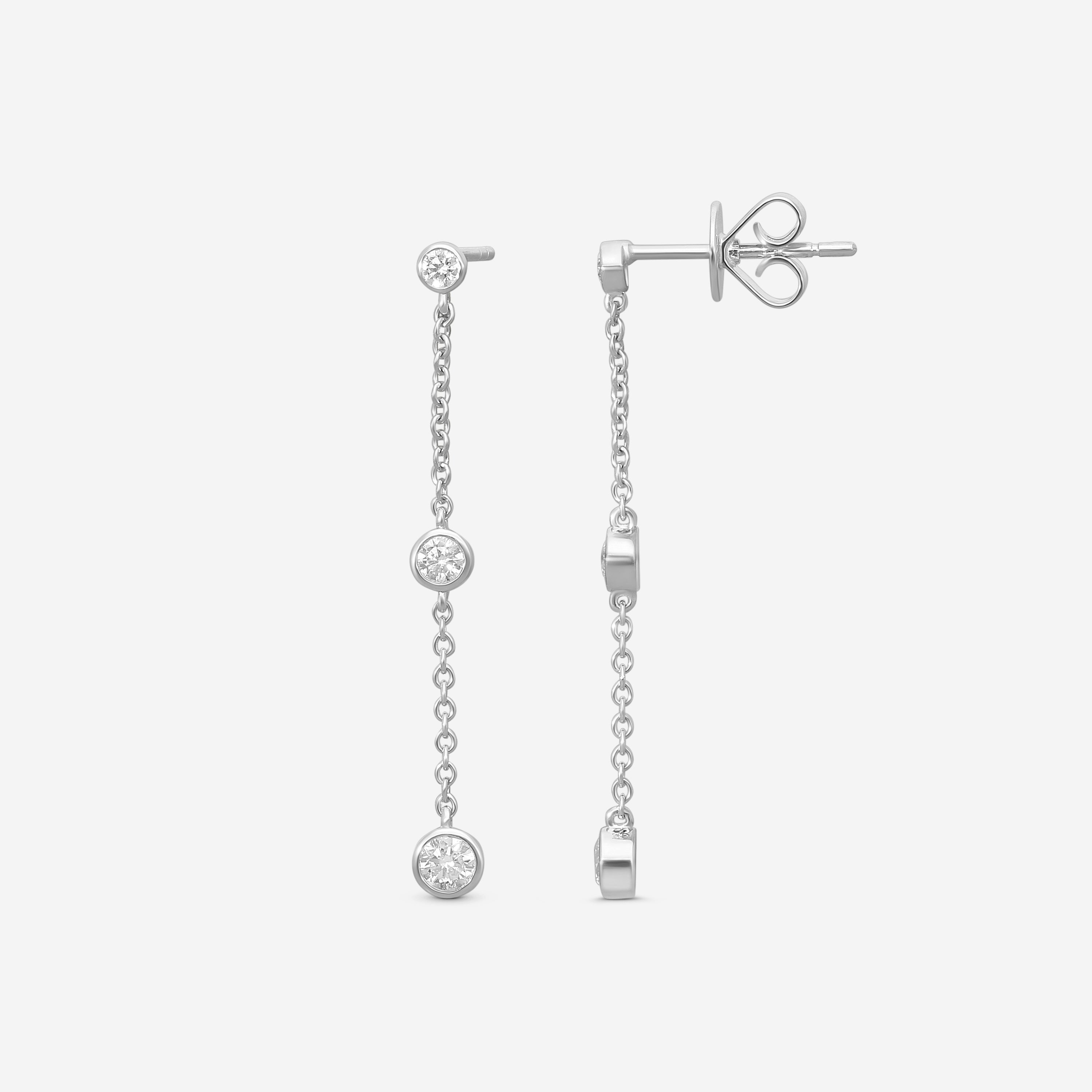 Mémoire Cascade 18K White Gold Diamond Drop Earrings FEZY102-WG — view 2