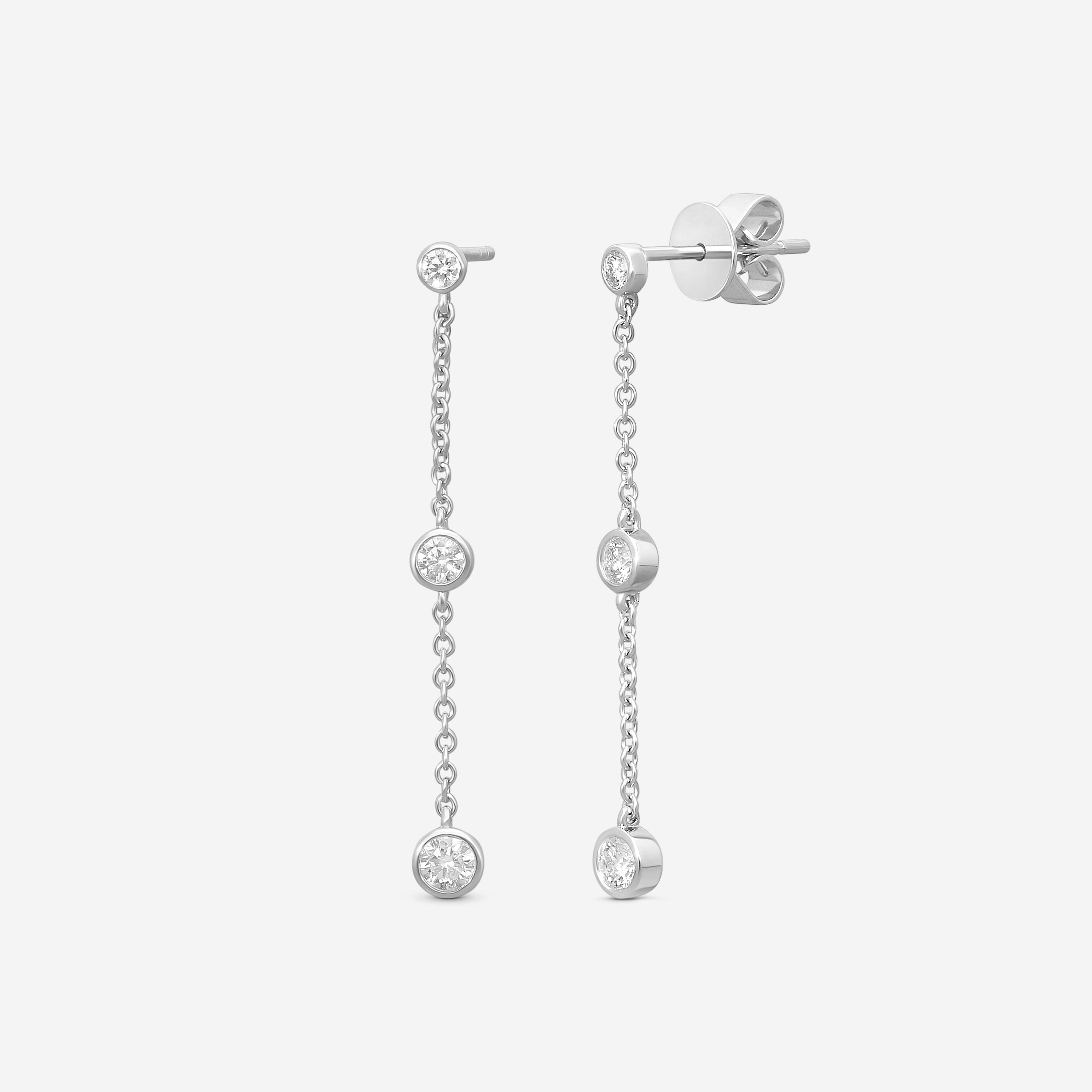 Mémoire Cascade 18K White Gold Diamond Drop Earrings FEZY102-WG — view 3