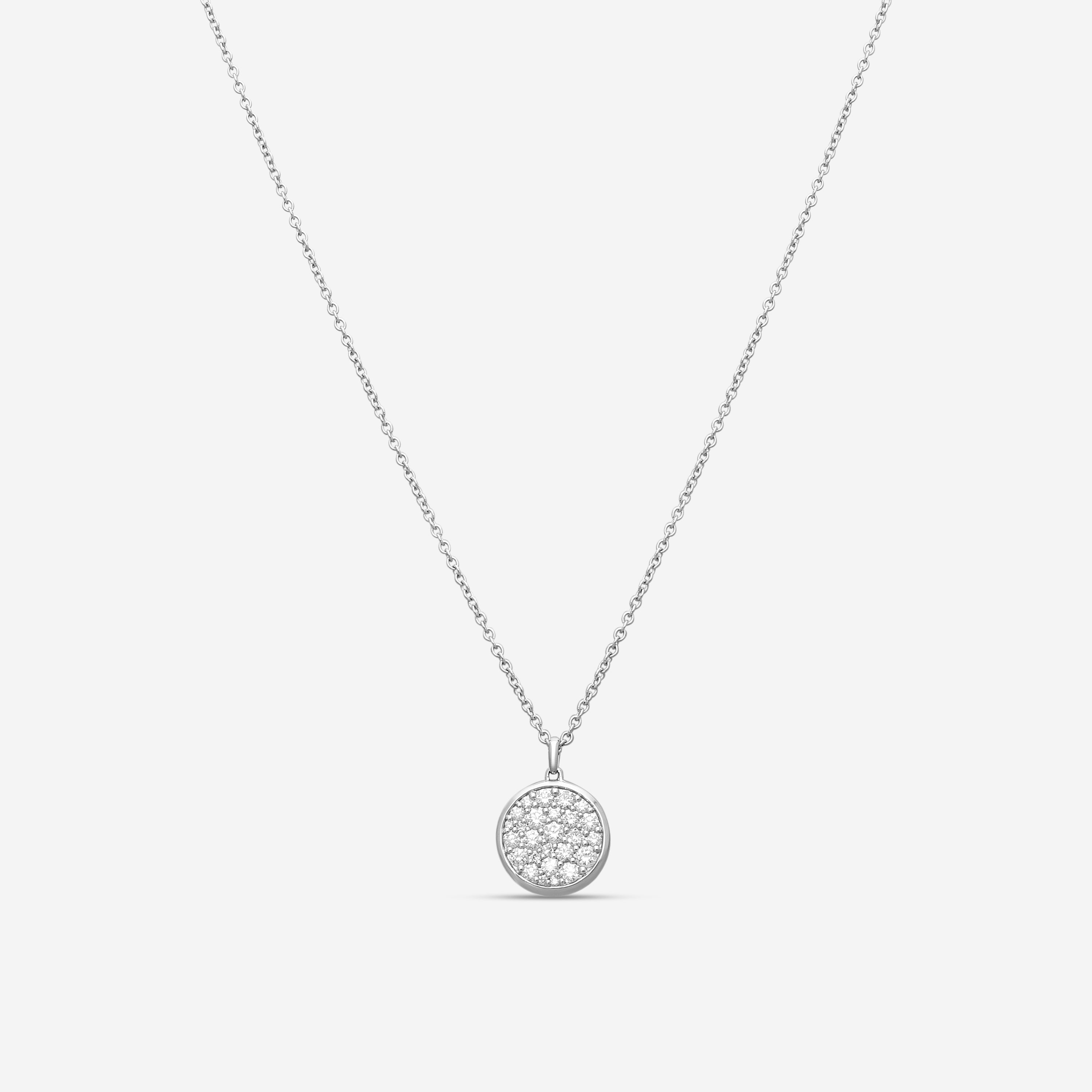 Mémoire Luna 18K White Gold Diamond Pave Medallion Necklace CCPV110-WG