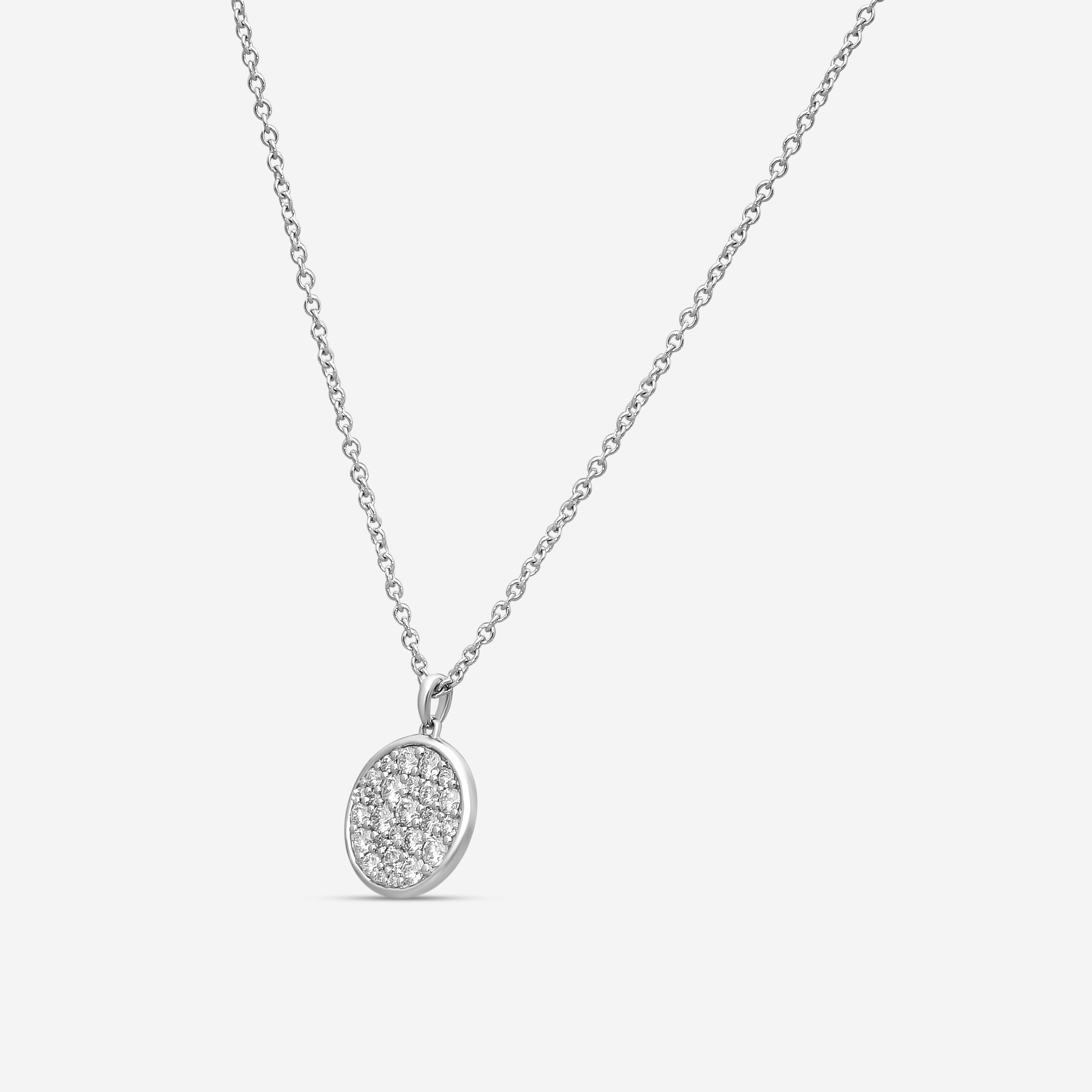 Mémoire Luna 18K White Gold Diamond Pave Medallion Necklace CCPV110-WG — view 2