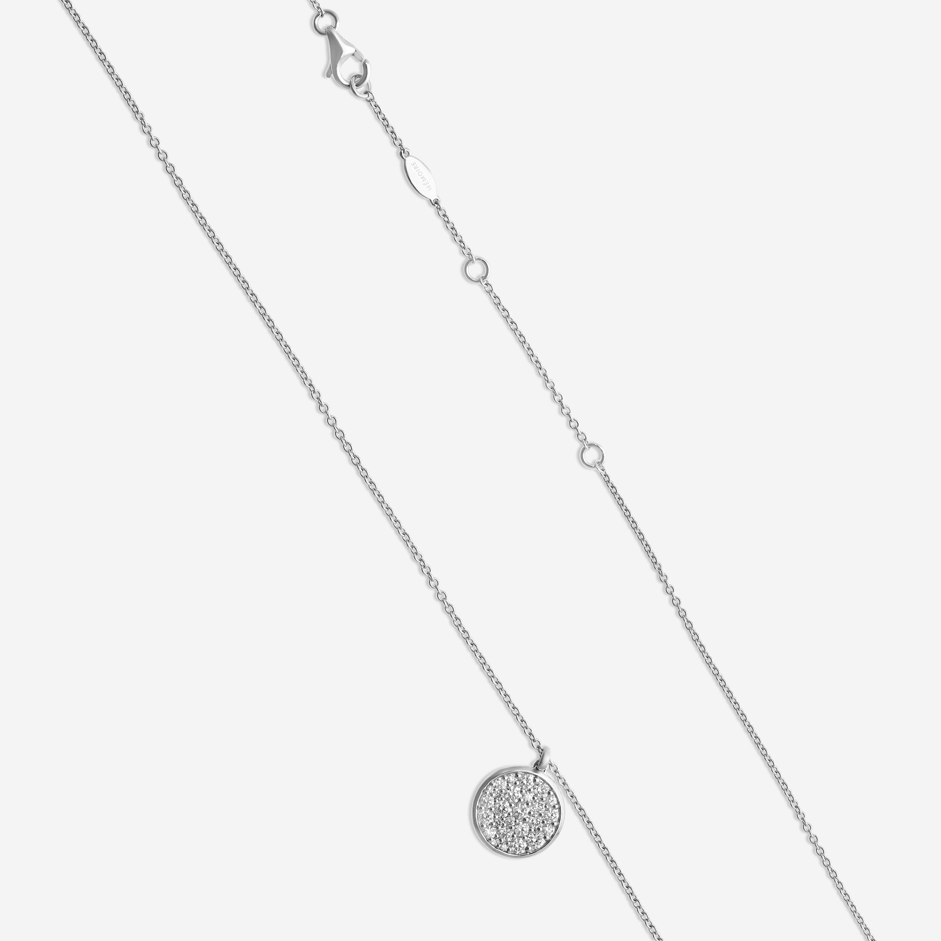 Mémoire Luna 18K White Gold Diamond Pave Medallion Necklace CCPV110-WG — view 3