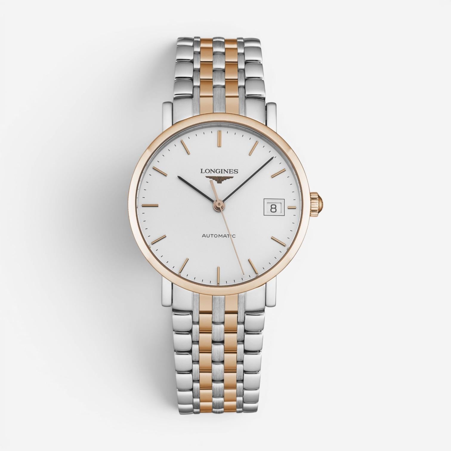 Longines Elegant Stainless Steel & 18K Rose Gold Automatic Ladies Watch L4.809.5
