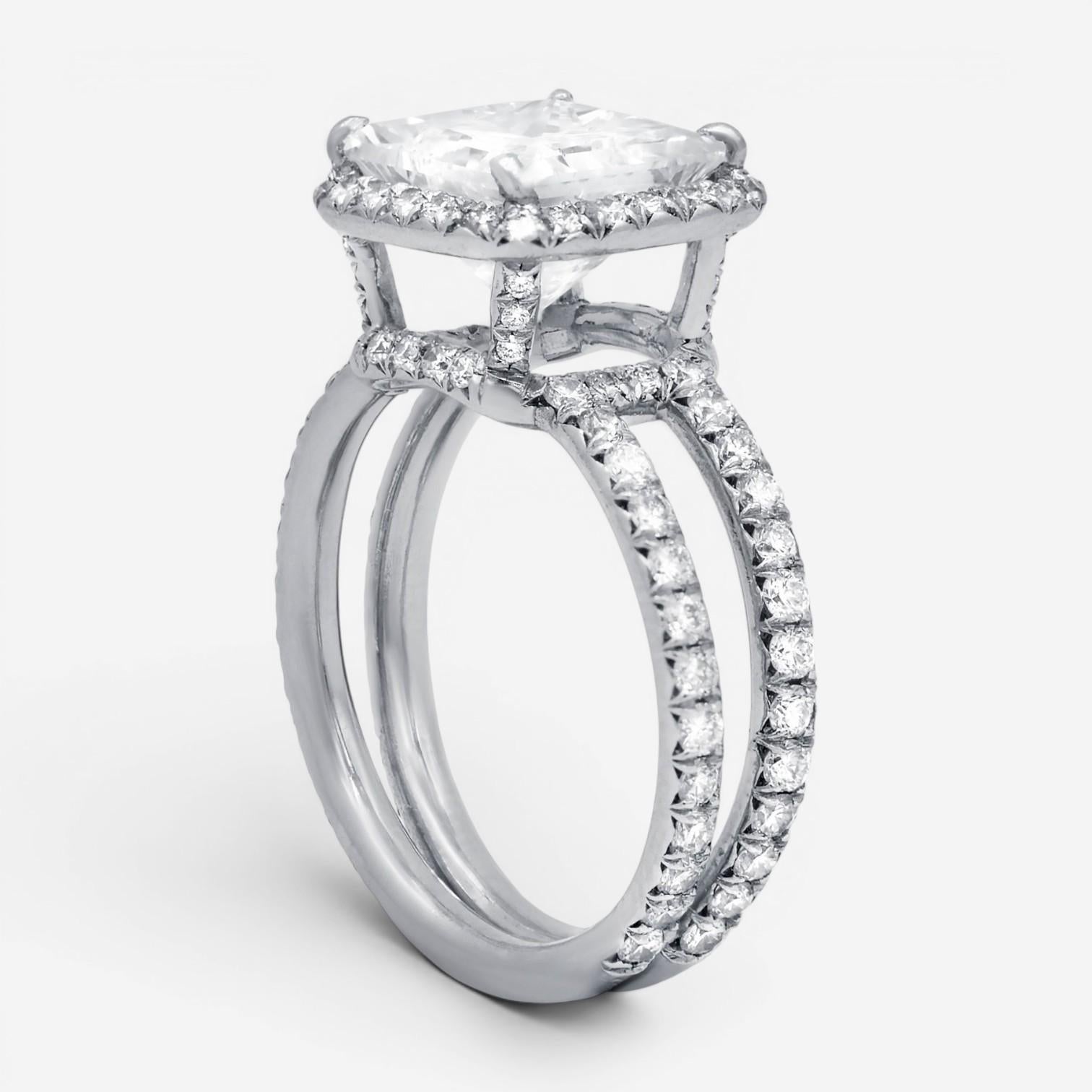 Diana M. Jewels Halo Platinum Diamond Engagement Ring Sz. 5.5 PC416 — view 2