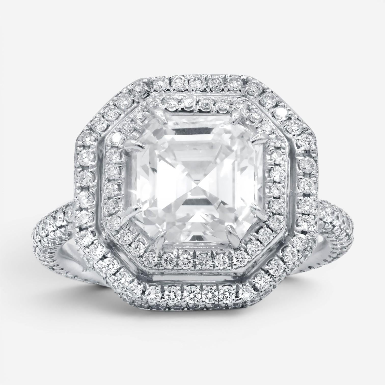 Diana M. Jewels Double Halo Platinum Diamond Engagement Ring Sz. 6 EM344